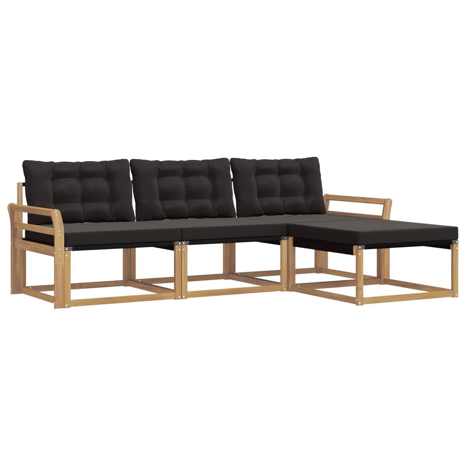 vidaXL Outdoor-Sofagarnitur mit Kissen 4 pcs Weiß und Schwarz
