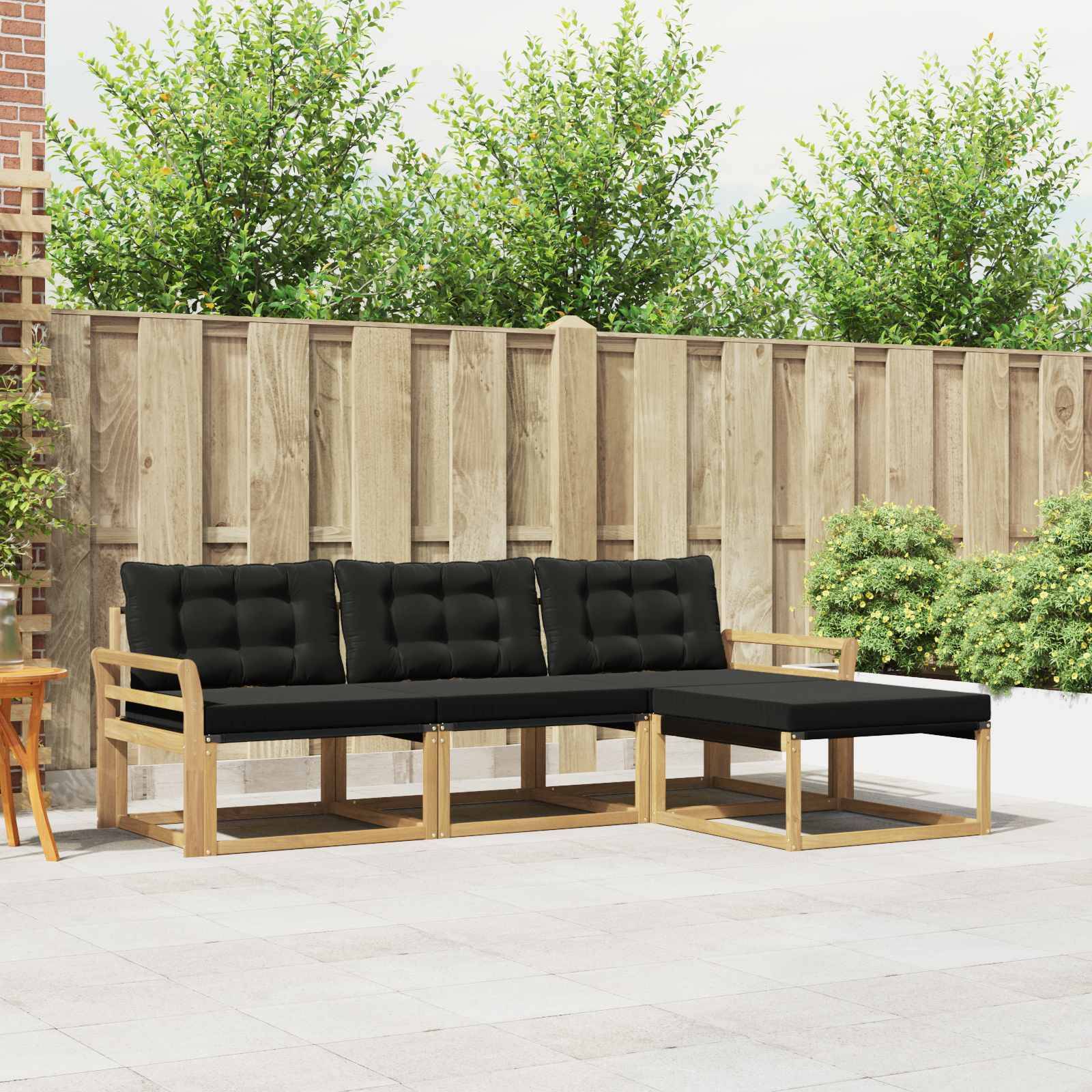 vidaXL Outdoor-Sofagarnitur mit Kissen 4 pcs Weiß und Schwarz