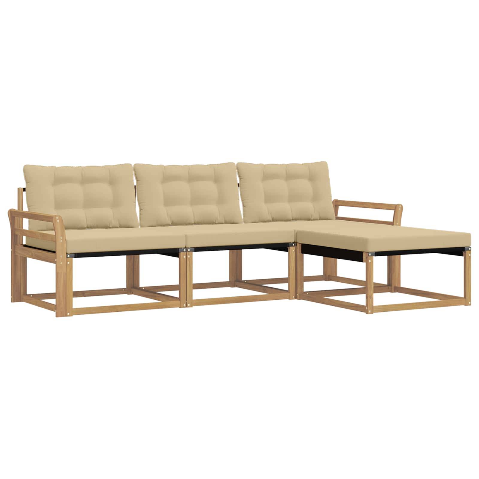 vidaXL Outdoor-Sofagarnitur mit Kissen 4 pcs Weiß und Beige