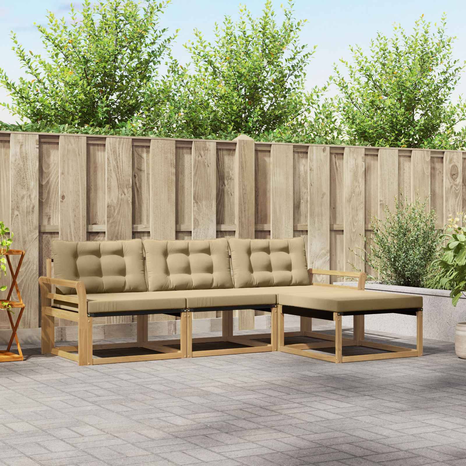 vidaXL Outdoor-Sofagarnitur mit Kissen 4 pcs Weiß und Beige