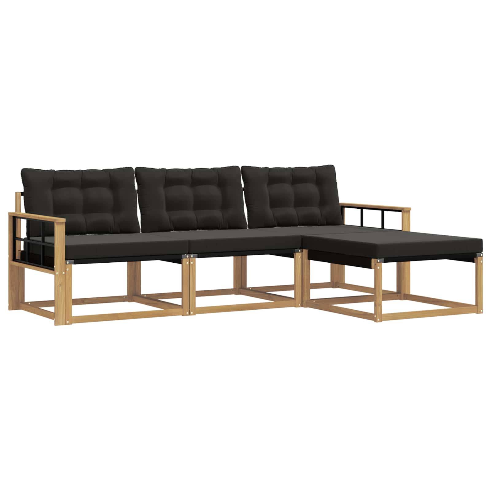 vidaXL Outdoor-Sofagarnitur mit Kissen 4 pcs Weiß und Schwarz