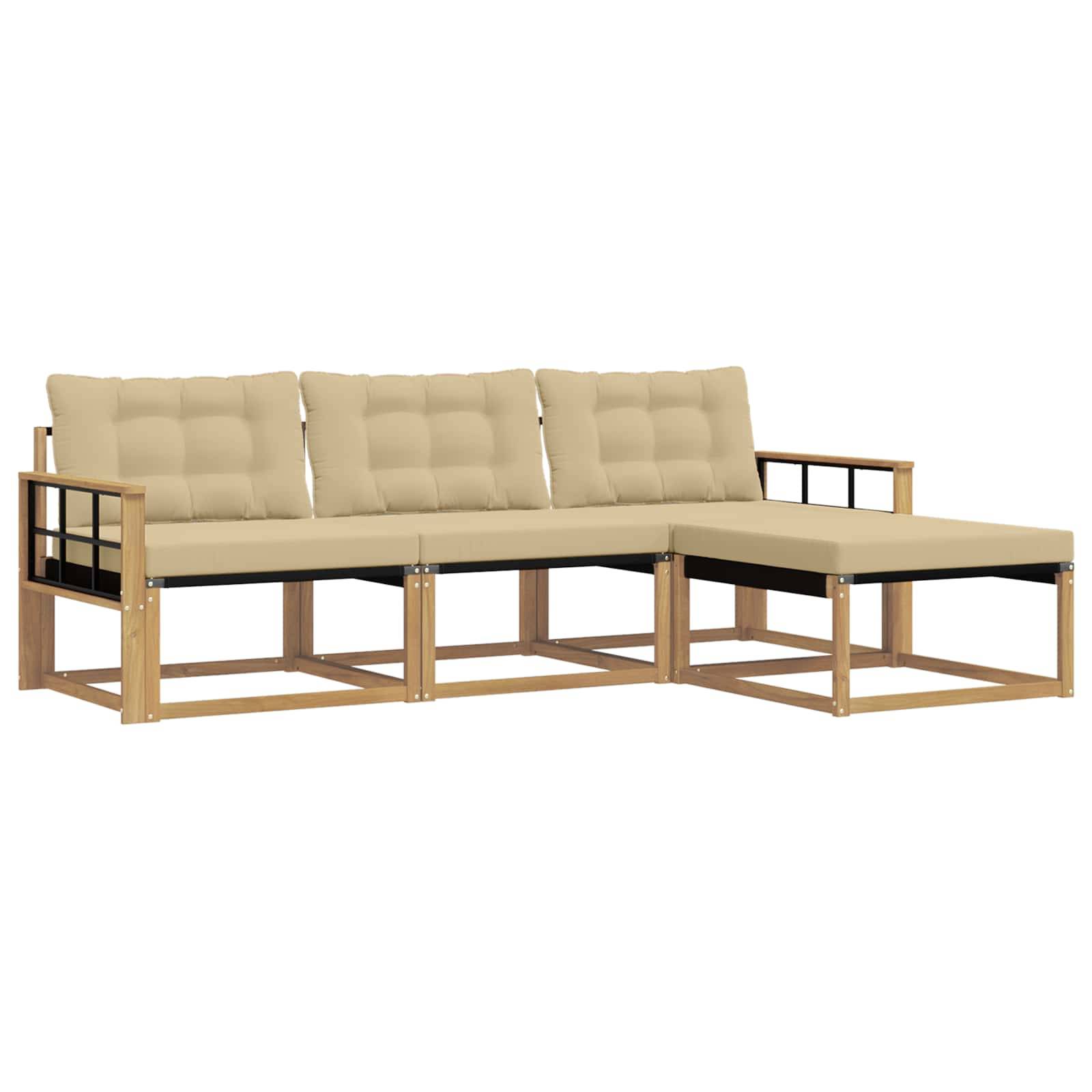 vidaXL Outdoor-Sofagarnitur mit Kissen 4 pcs Weiß und Beige