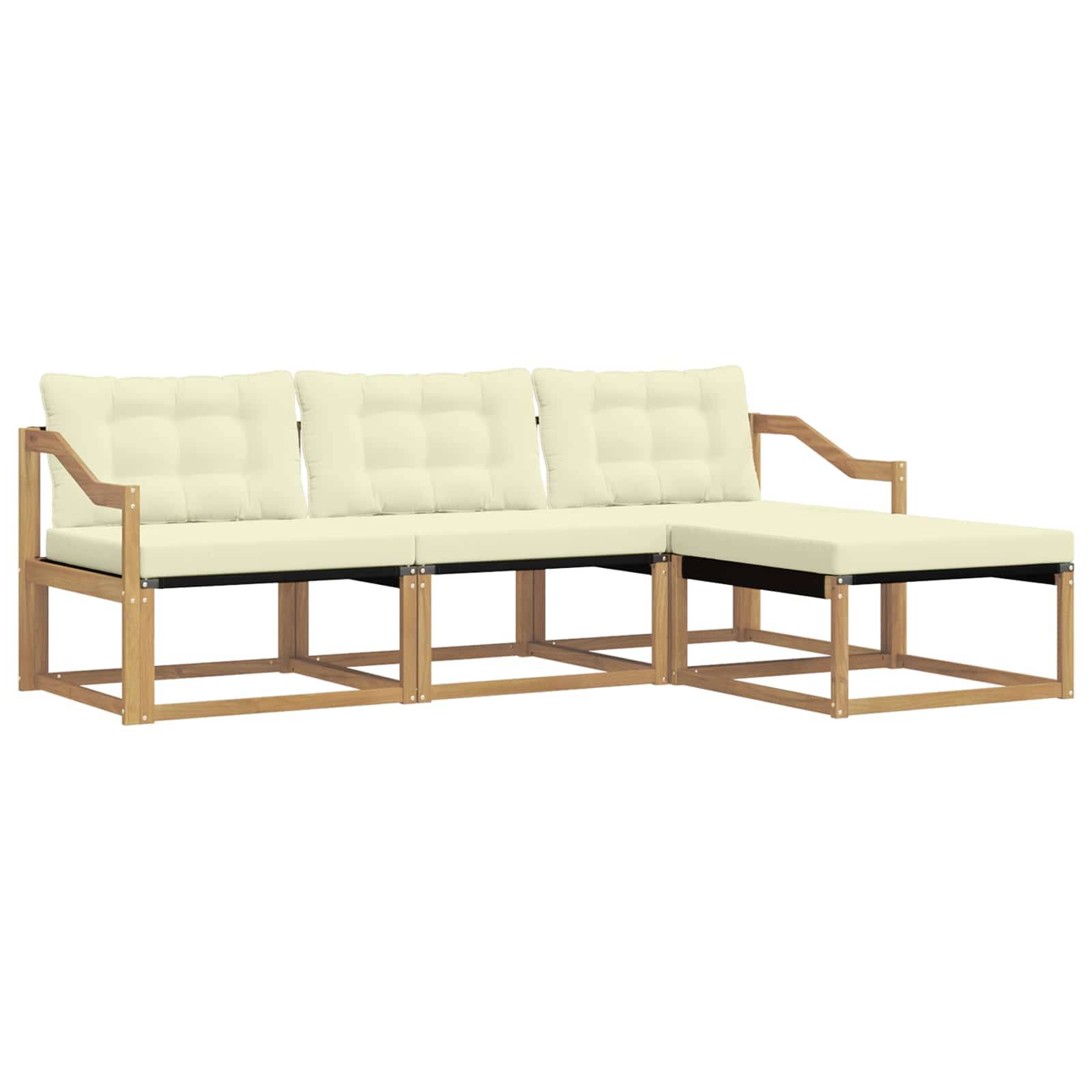 vidaXL Outdoor-Sofagarnitur mit Kissen 4 pcs Weiß und Creme