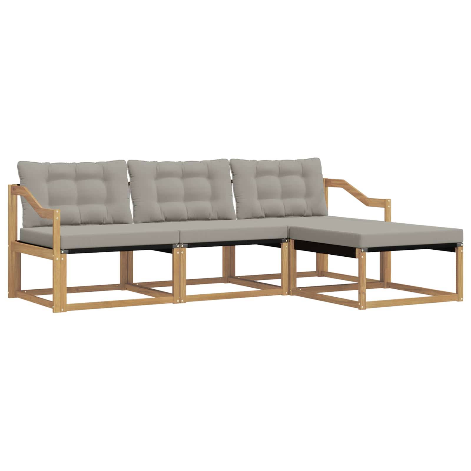 vidaXL Outdoor-Sofagarnitur mit Kissen 4 pcs Weiß und Hellgrau