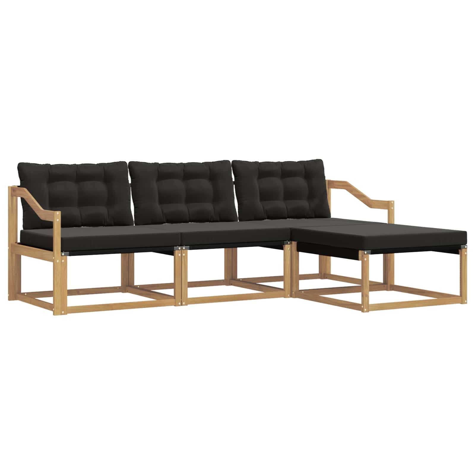 vidaXL Outdoor-Sofagarnitur mit Kissen 4 pcs Weiß und Schwarz