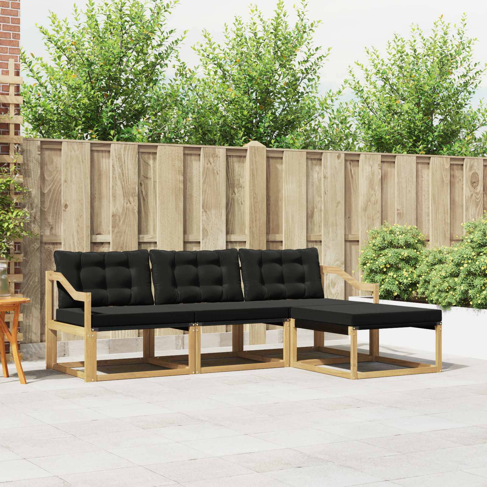 vidaXL Outdoor-Sofagarnitur mit Kissen 4 pcs Weiß und Schwarz