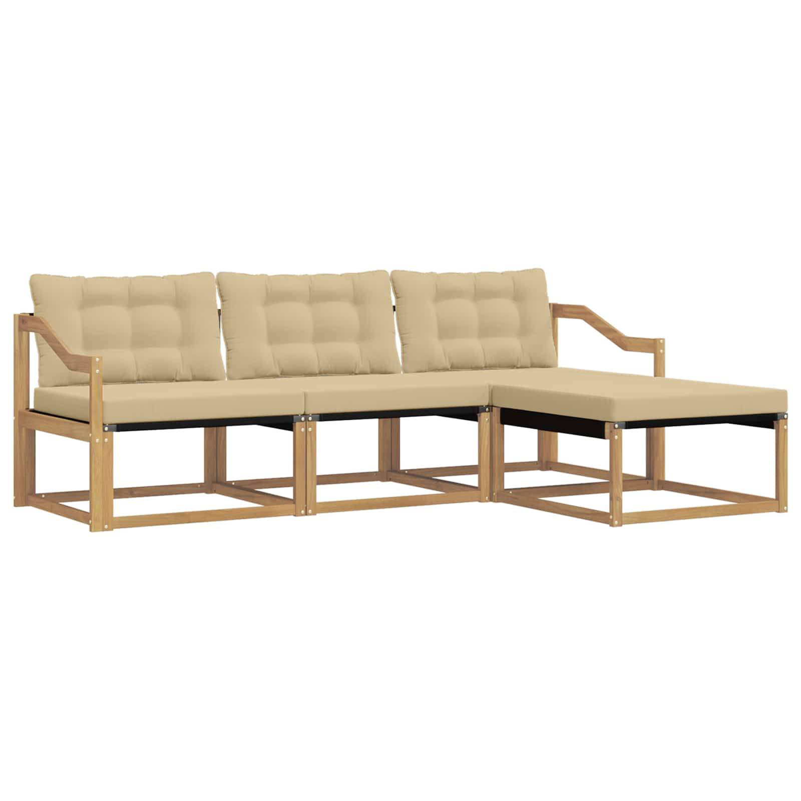 vidaXL Outdoor-Sofagarnitur mit Kissen 4 pcs Weiß und Beige
