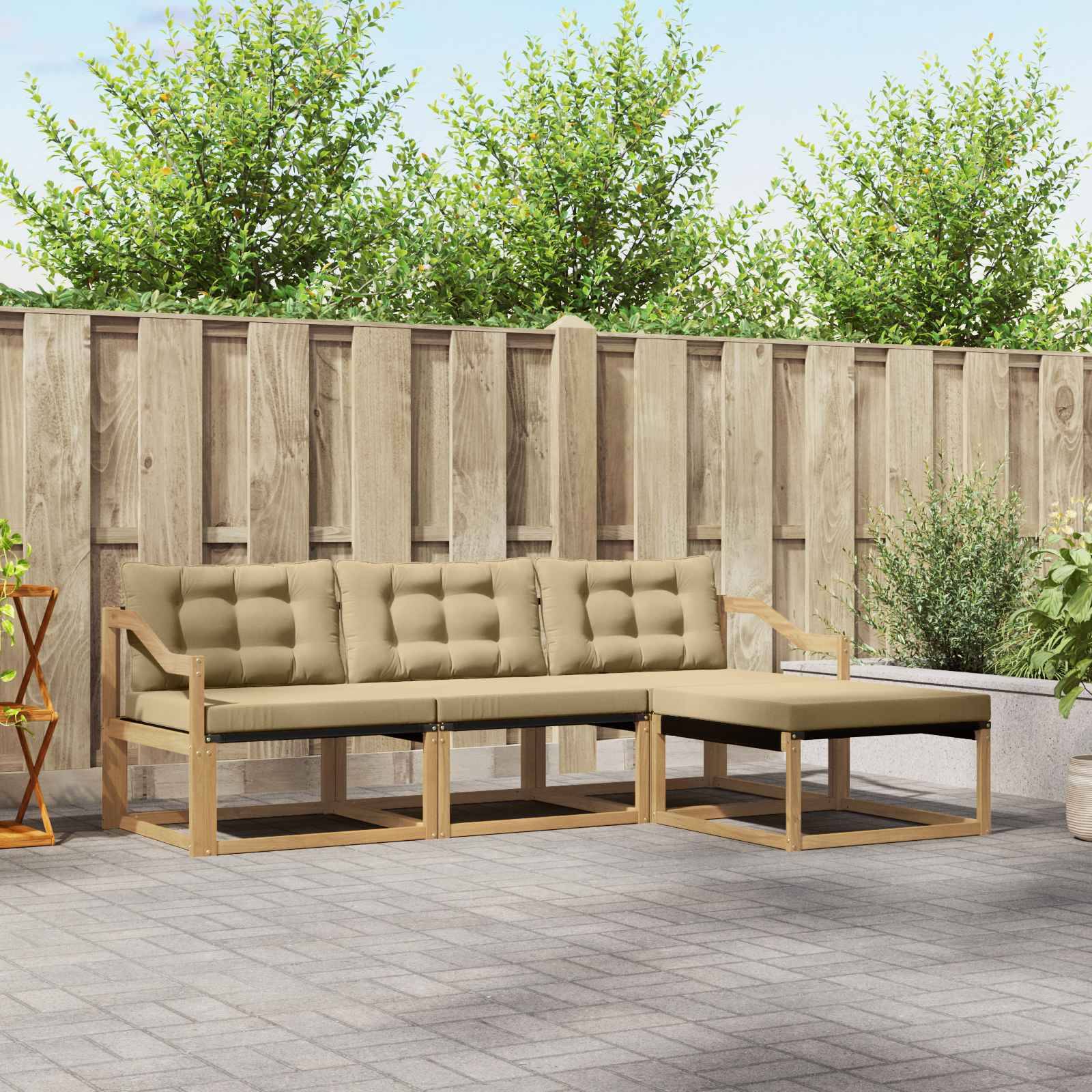 vidaXL Outdoor-Sofagarnitur mit Kissen 4 pcs Weiß und Beige