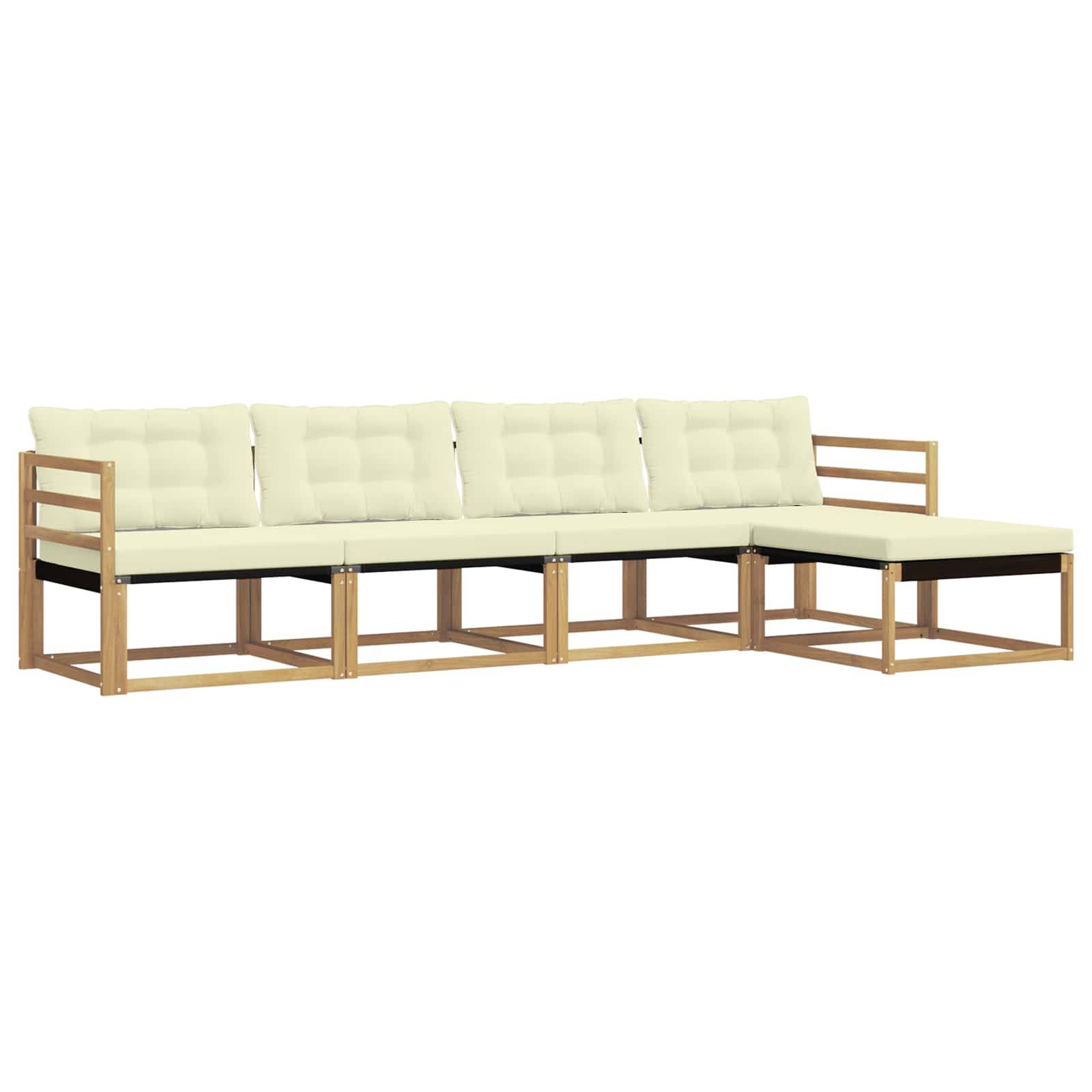 vidaXL Outdoor-Sofagarnitur mit Kissen 5 pcs Weiß und Creme