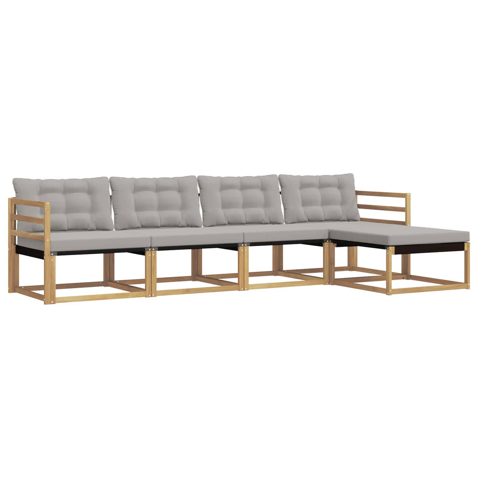 vidaXL Outdoor-Sofagarnitur mit Kissen 5 pcs Weiß und Hellgrau