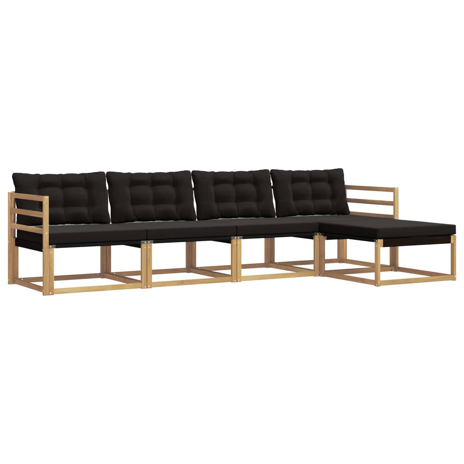 vidaXL Outdoor-Sofagarnitur mit Kissen 5 pcs Weiß und Schwarz