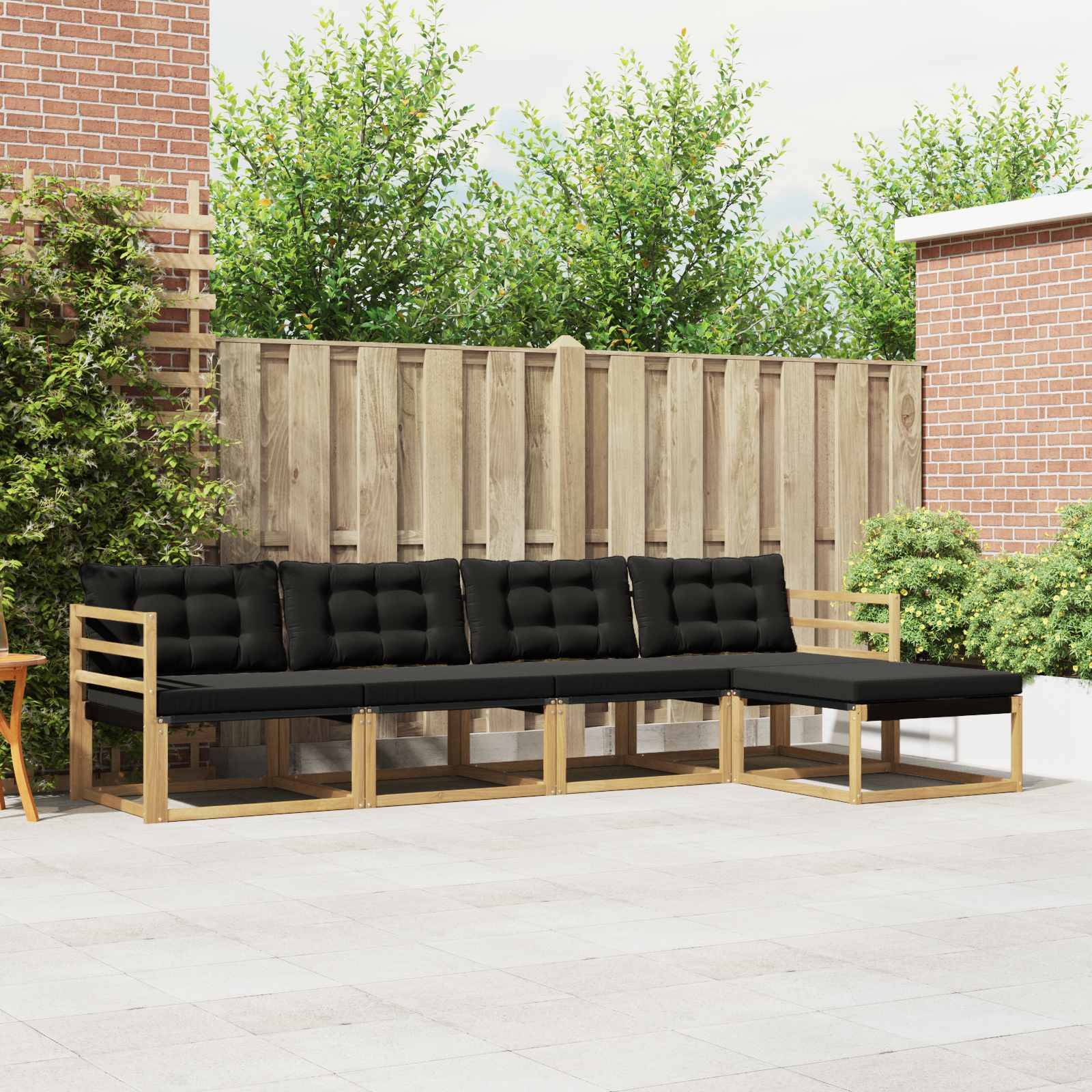 vidaXL Outdoor-Sofagarnitur mit Kissen 5 pcs Weiß und Schwarz