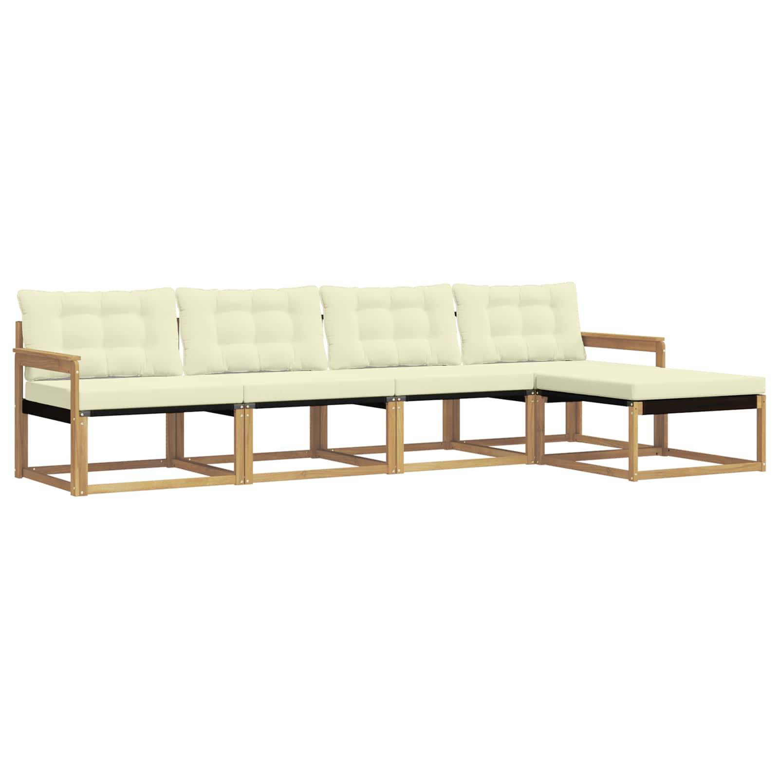 vidaXL Outdoor-Sofagarnitur mit Kissen 5 pcs Weiß und Creme