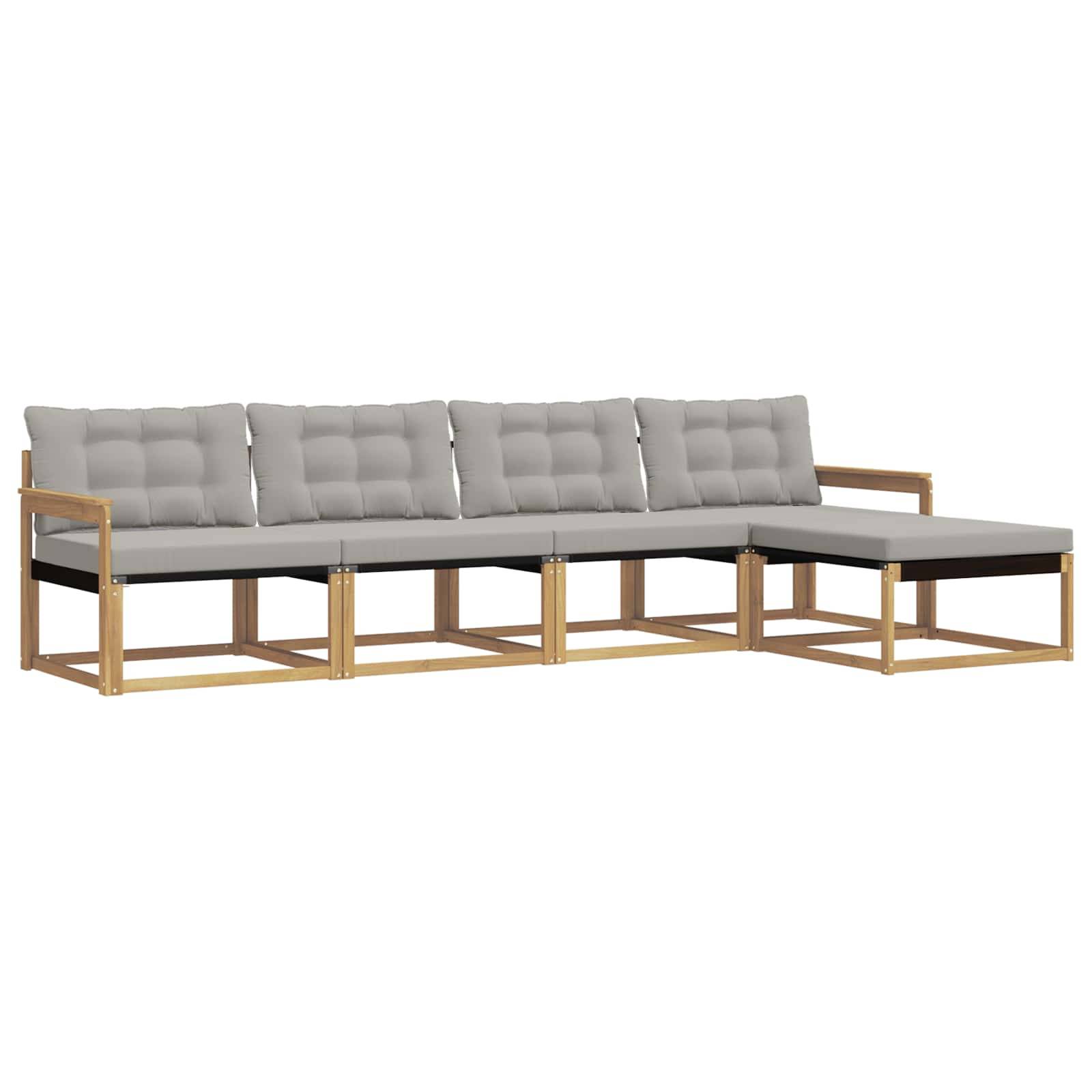 vidaXL Outdoor-Sofagarnitur mit Kissen 5 pcs Weiß und Hellgrau
