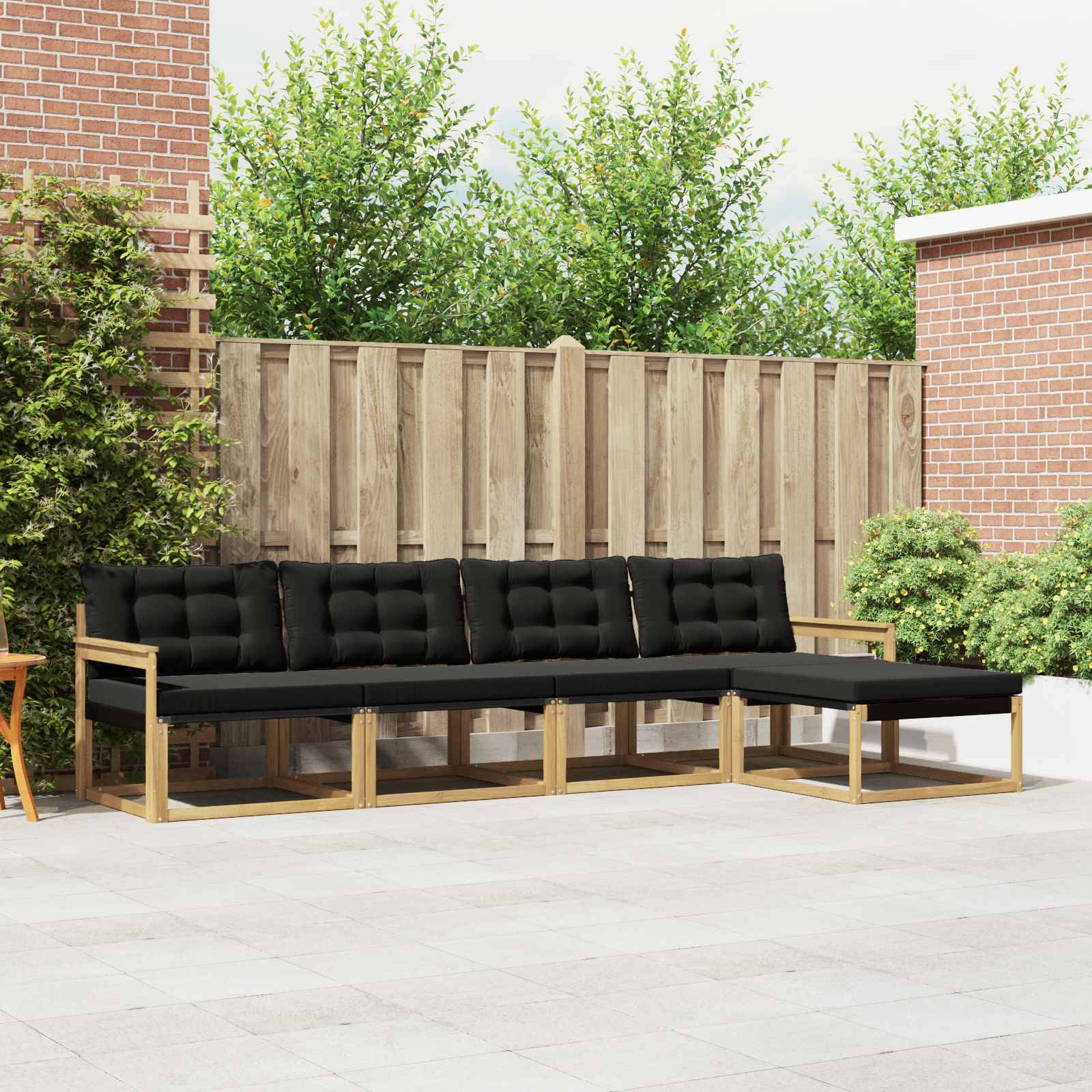 vidaXL Outdoor-Sofagarnitur mit Kissen 5 pcs Weiß und Schwarz