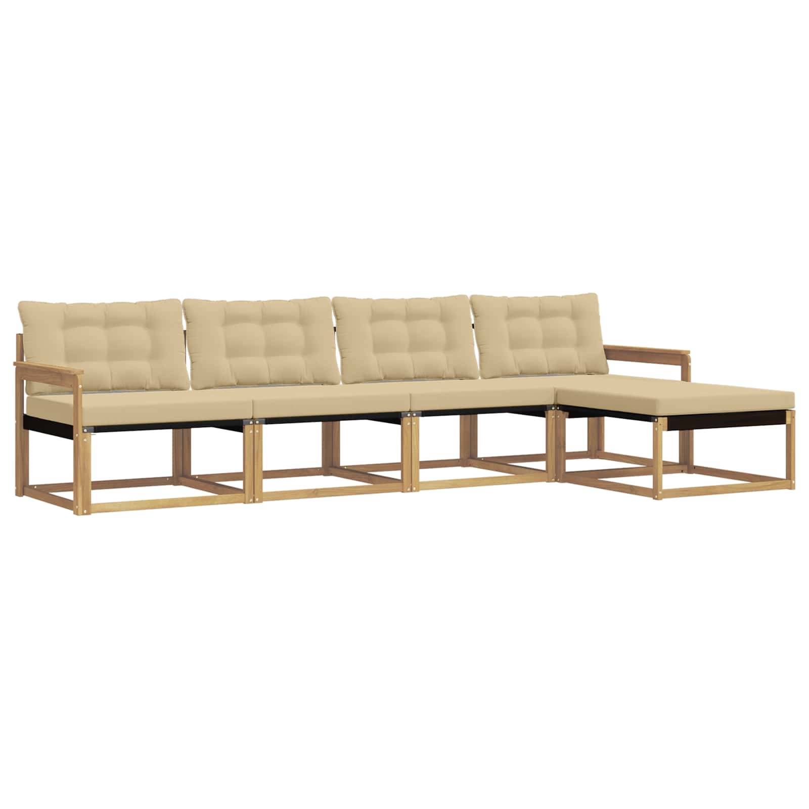 vidaXL Outdoor-Sofagarnitur mit Kissen 5 pcs Weiß und Beige