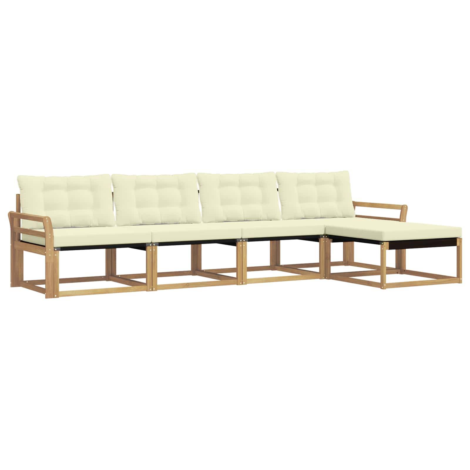 vidaXL Outdoor-Sofagarnitur mit Kissen 5 pcs Weiß und Creme