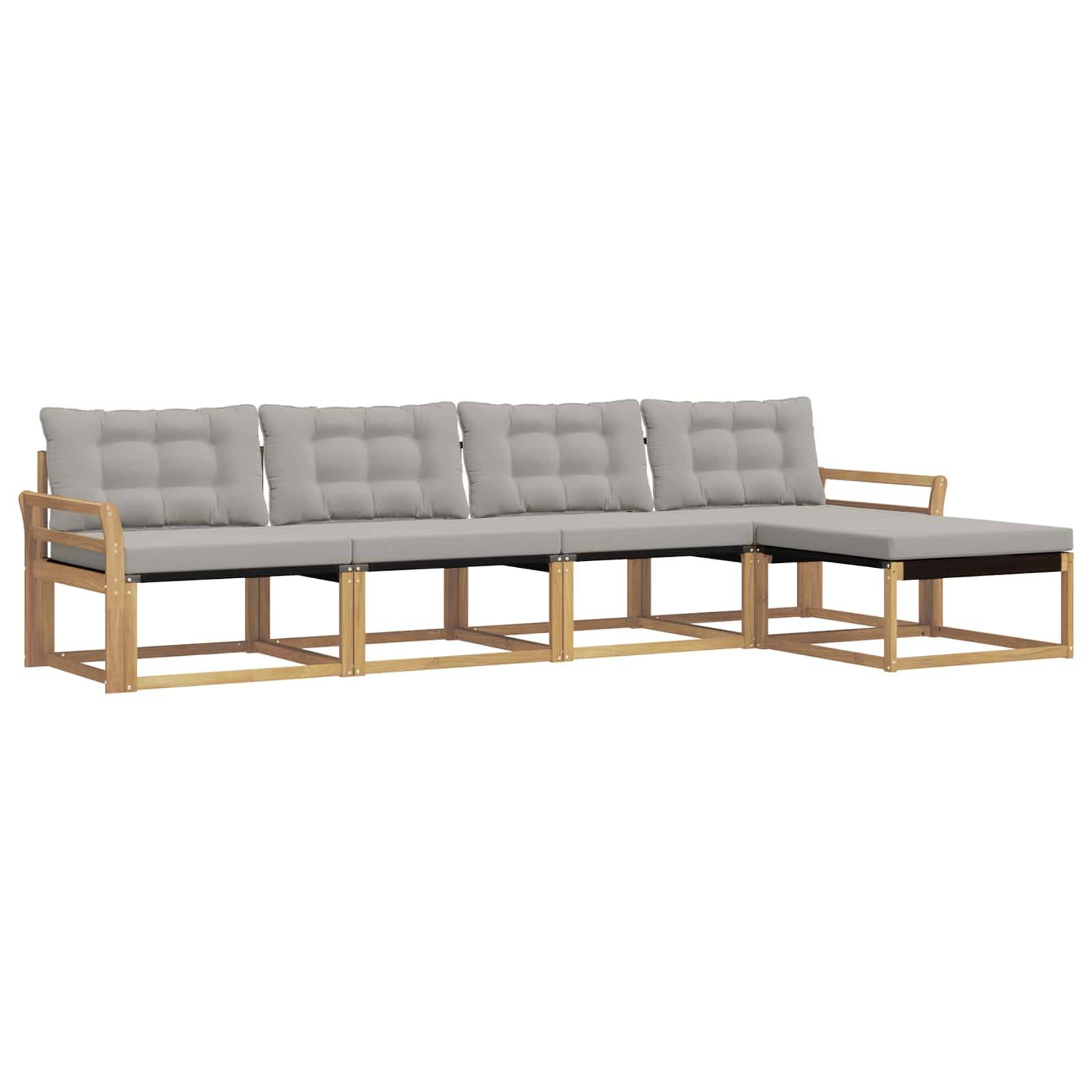 vidaXL Outdoor-Sofagarnitur mit Kissen 5 pcs Weiß und Hellgrau