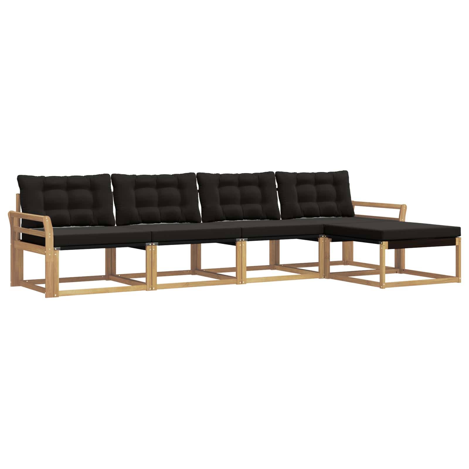 vidaXL Outdoor-Sofagarnitur mit Kissen 5 pcs Weiß und Schwarz