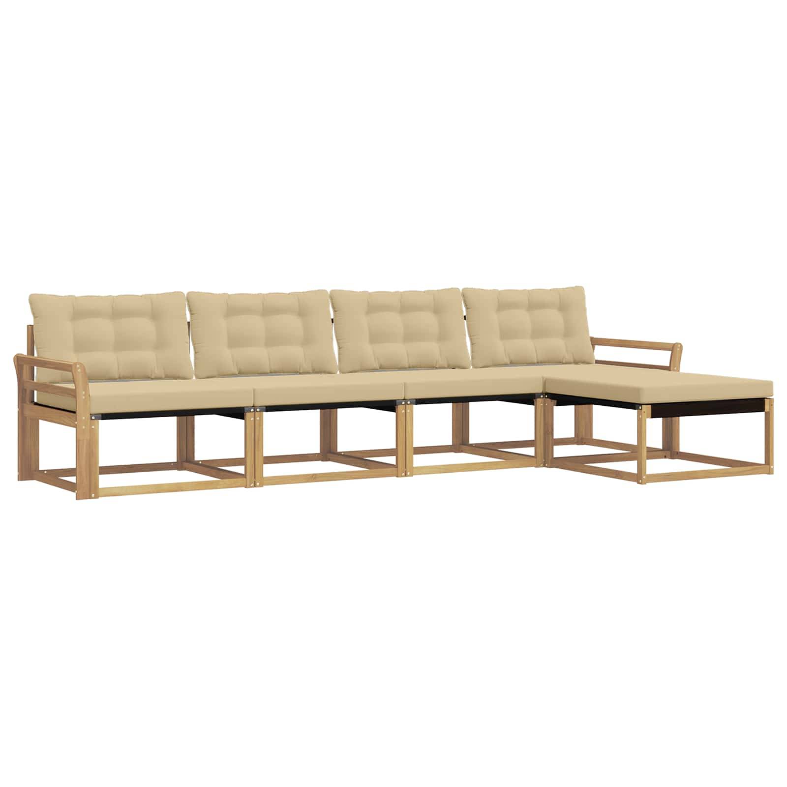 vidaXL Outdoor-Sofagarnitur mit Kissen 5 pcs Weiß und Beige