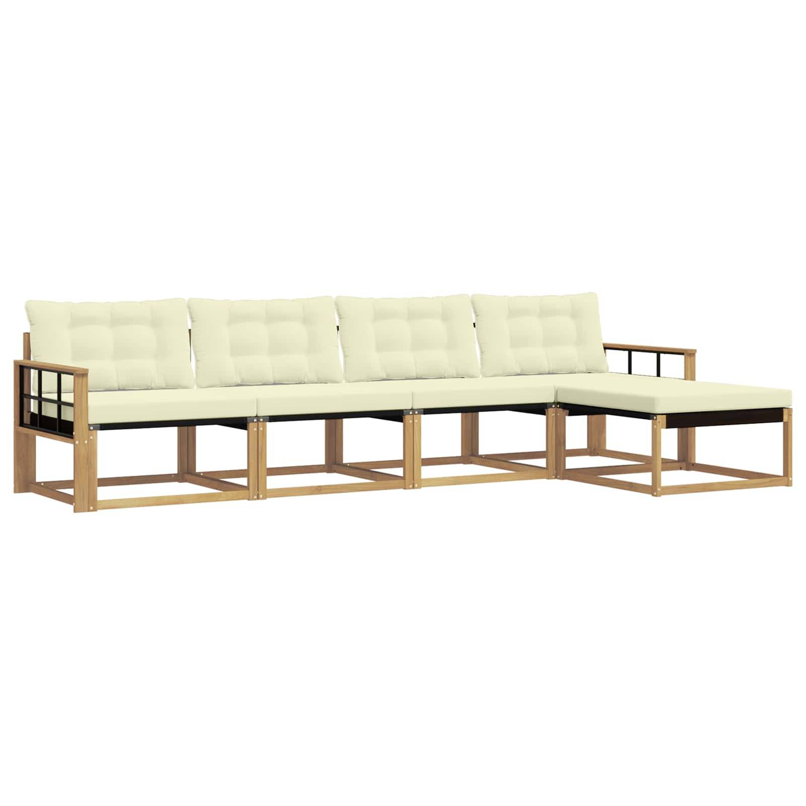 vidaXL Outdoor-Sofagarnitur mit Kissen 5 pcs Weiß und Creme