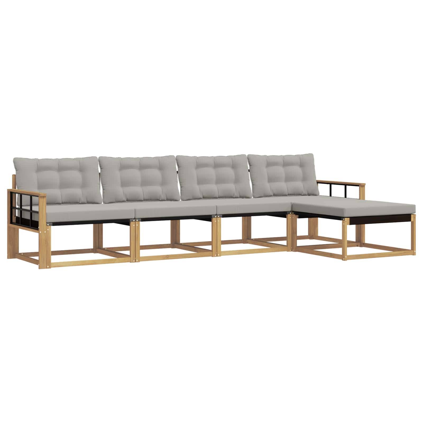 vidaXL Outdoor-Sofagarnitur mit Kissen 5 pcs Weiß und Hellgrau