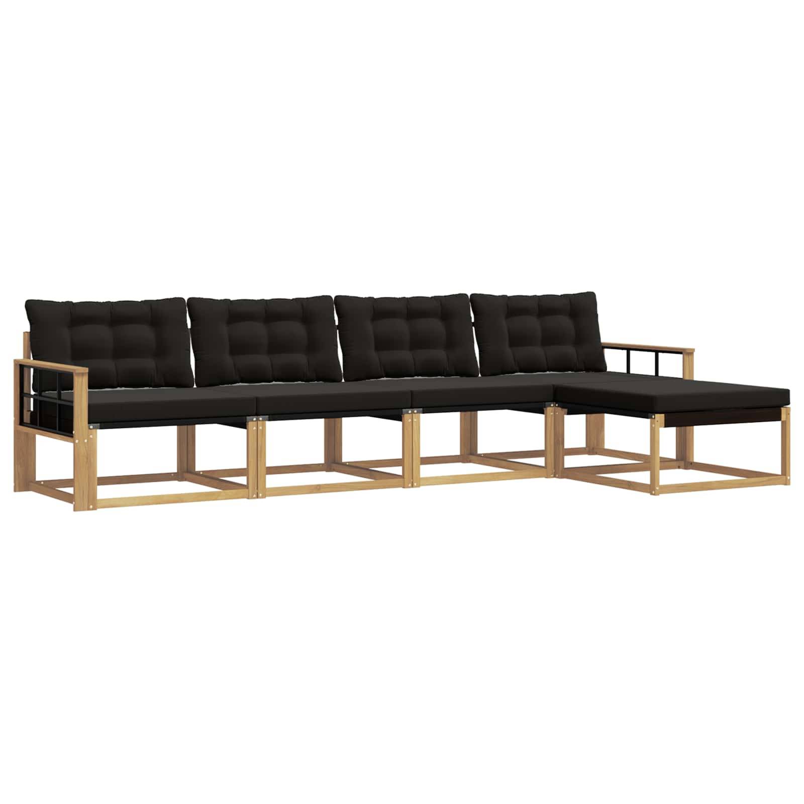 vidaXL Outdoor-Sofagarnitur mit Kissen 5 pcs Weiß und Schwarz