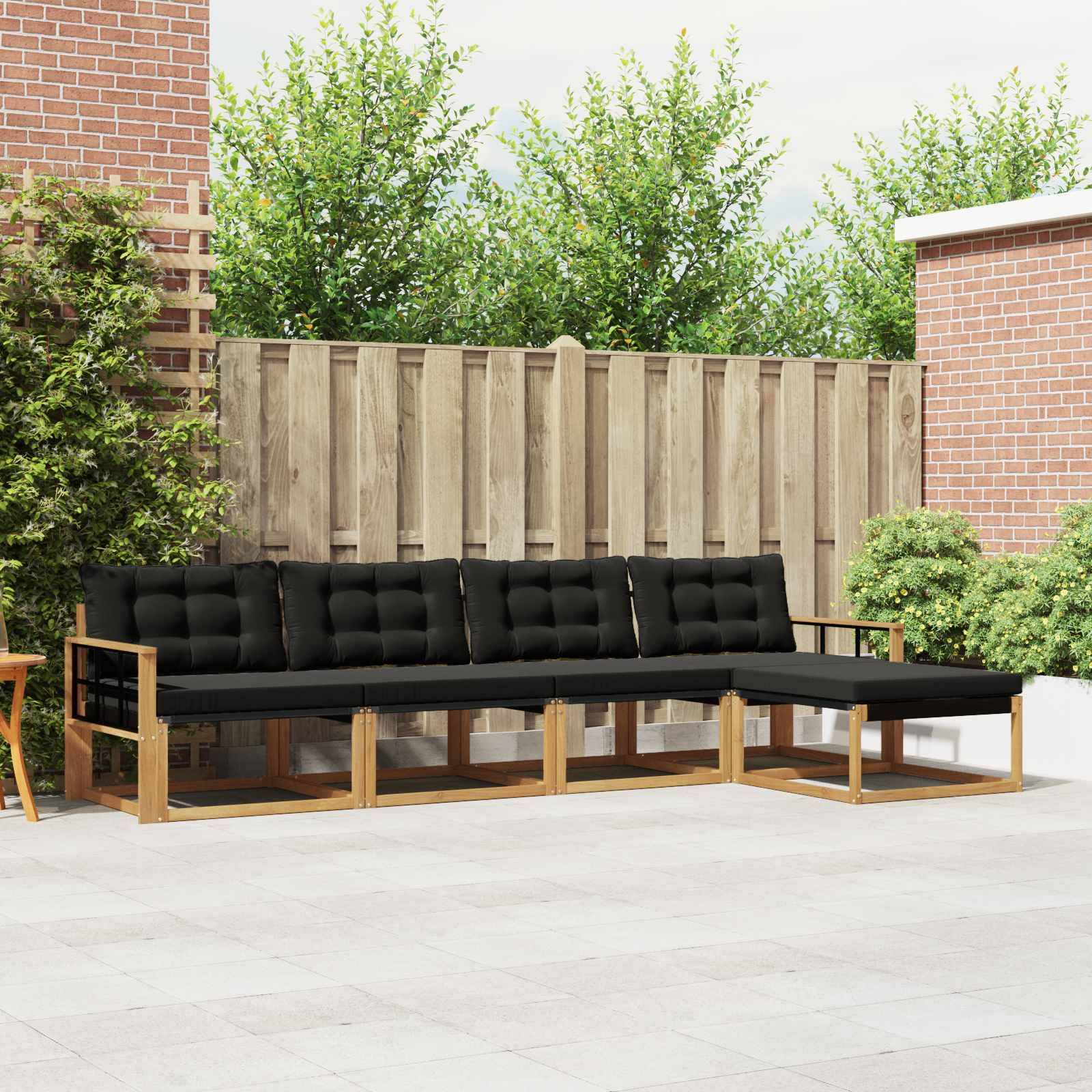 vidaXL Outdoor-Sofagarnitur mit Kissen 5 pcs Weiß und Schwarz