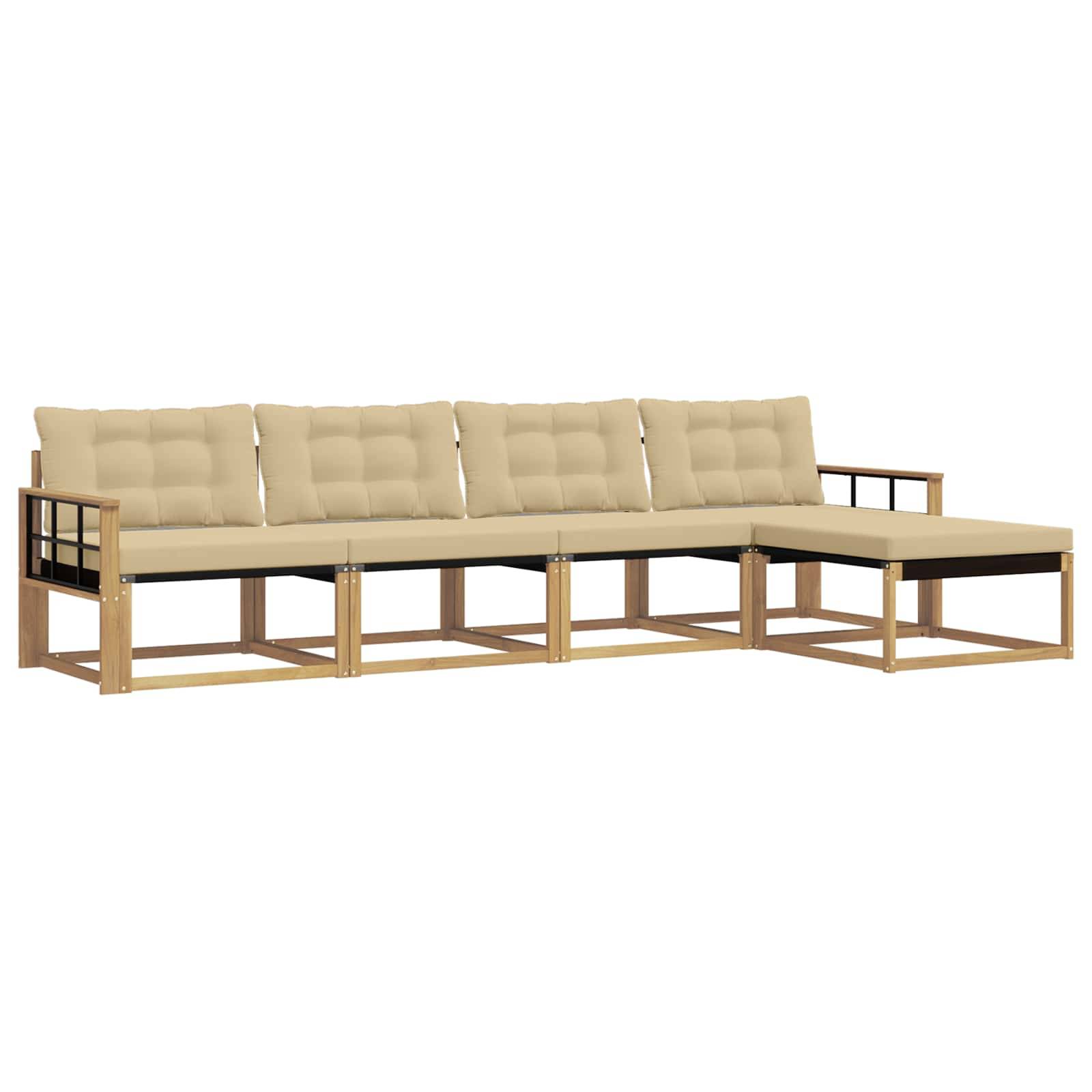 vidaXL Outdoor-Sofagarnitur mit Kissen 5 pcs Weiß und Beige