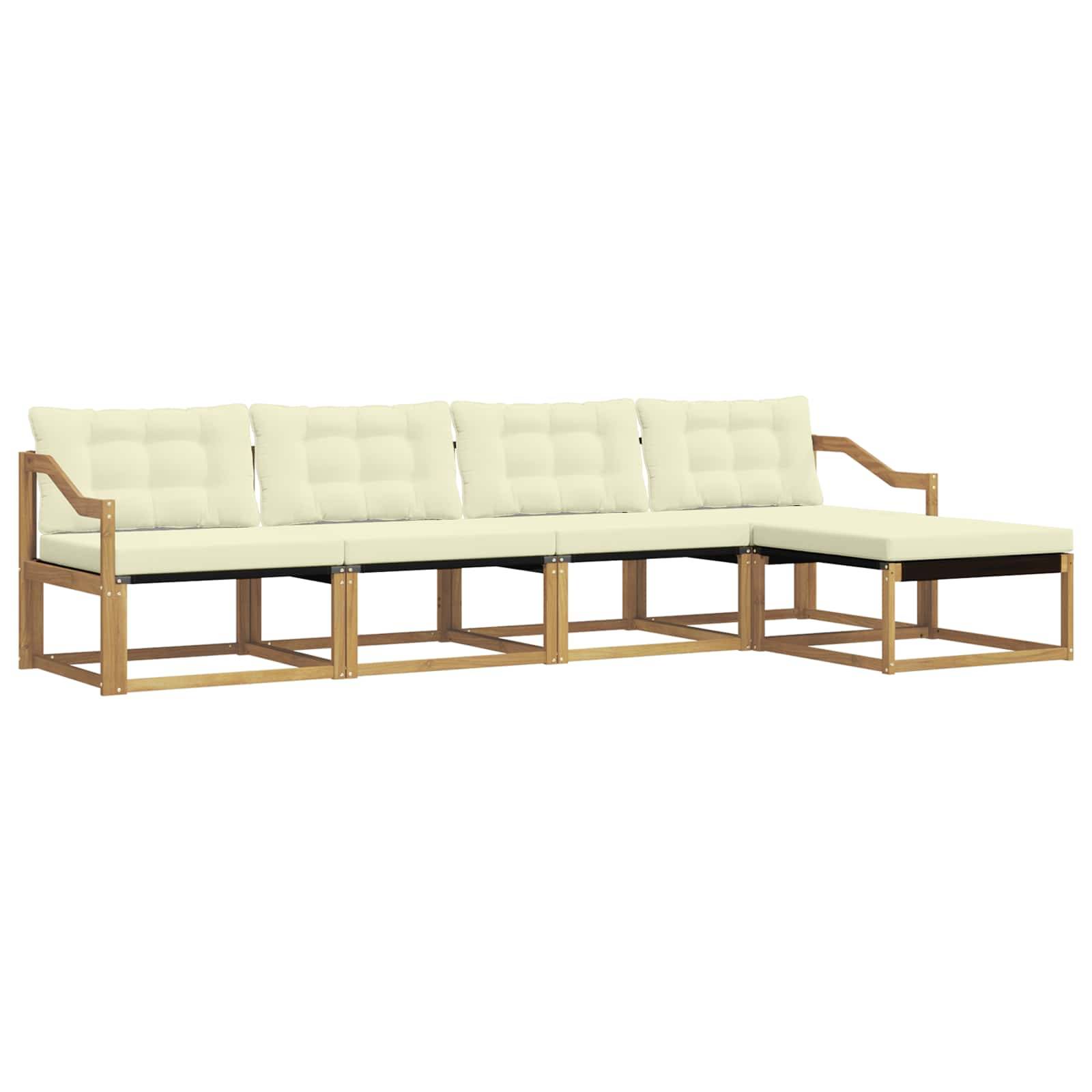 vidaXL Outdoor-Sofagarnitur mit Kissen 5 pcs Weiß und Creme