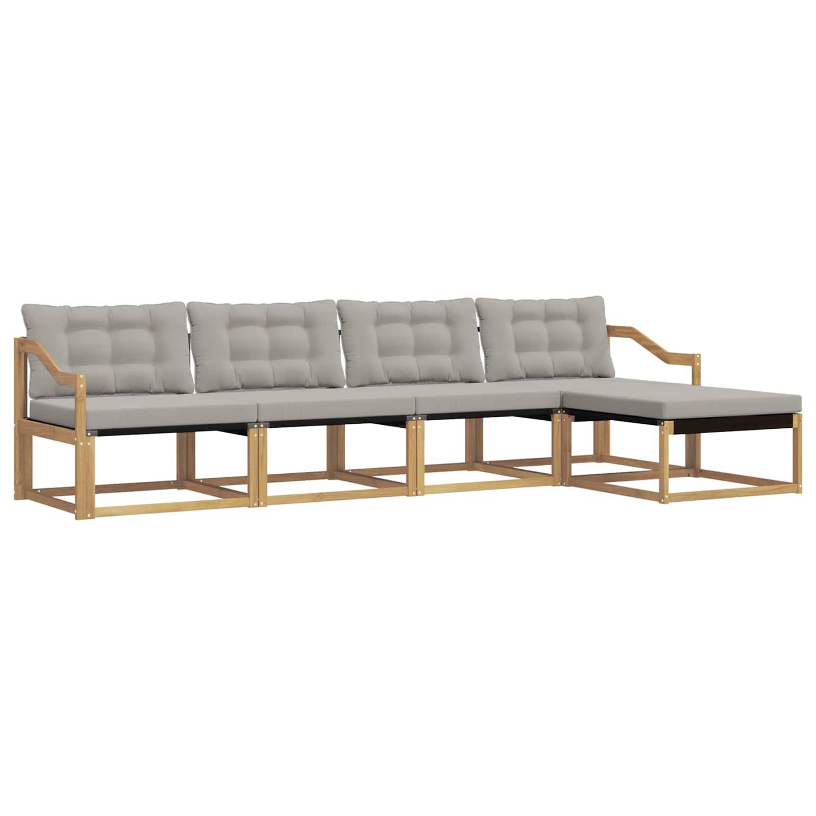 vidaXL Outdoor-Sofagarnitur mit Kissen 5 pcs Weiß und Hellgrau