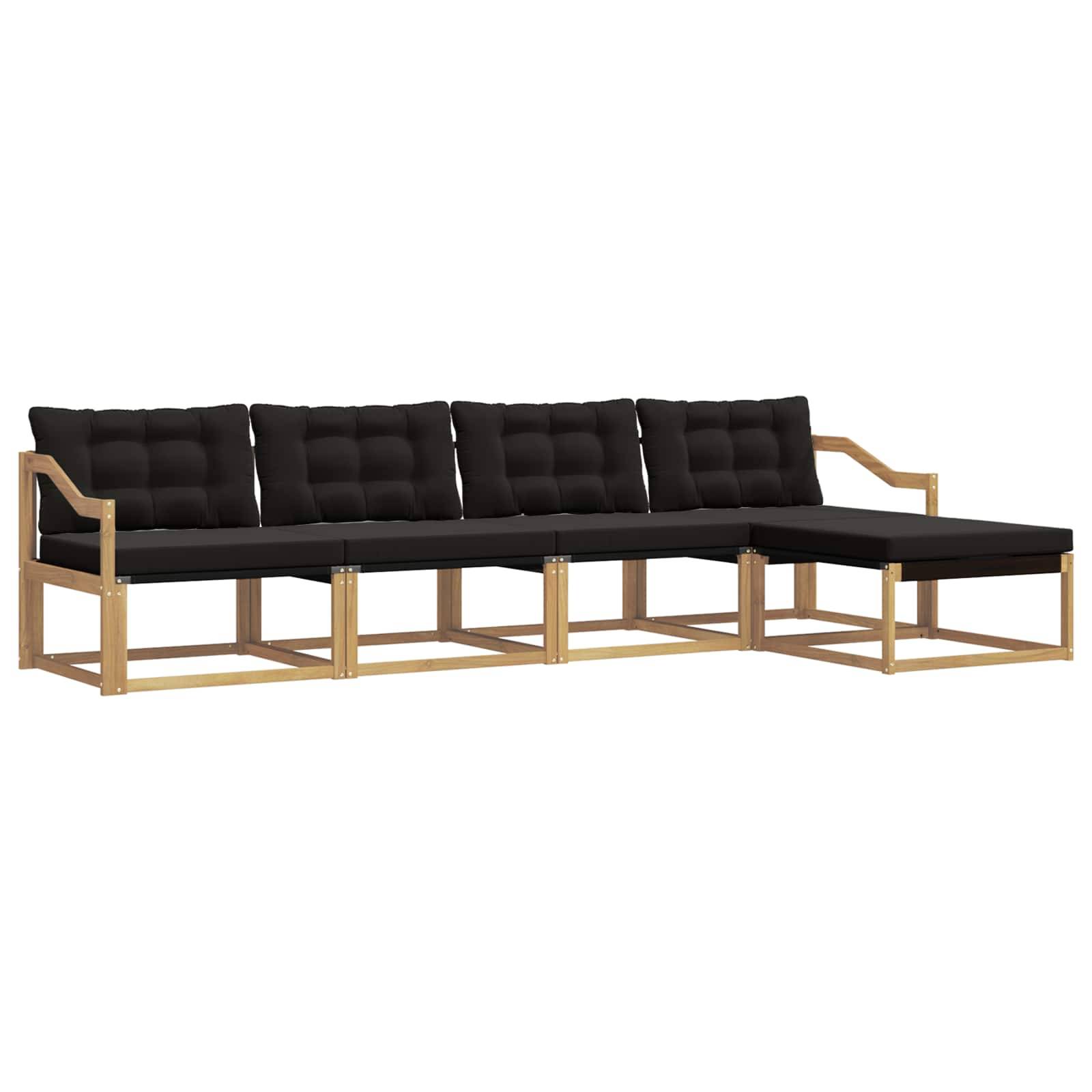vidaXL Outdoor-Sofagarnitur mit Kissen 5 pcs Weiß und Schwarz