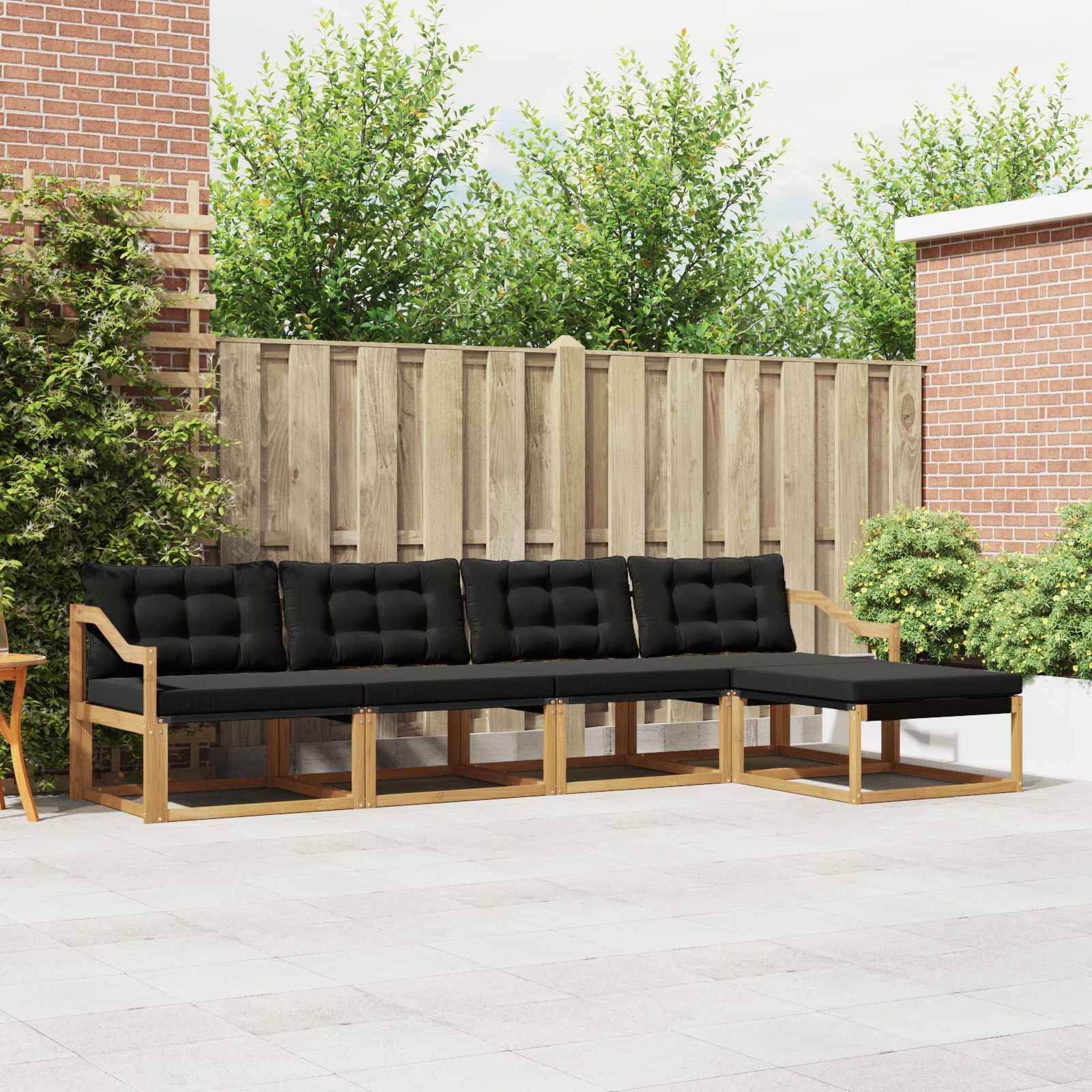 vidaXL Outdoor-Sofagarnitur mit Kissen 5 pcs Weiß und Schwarz