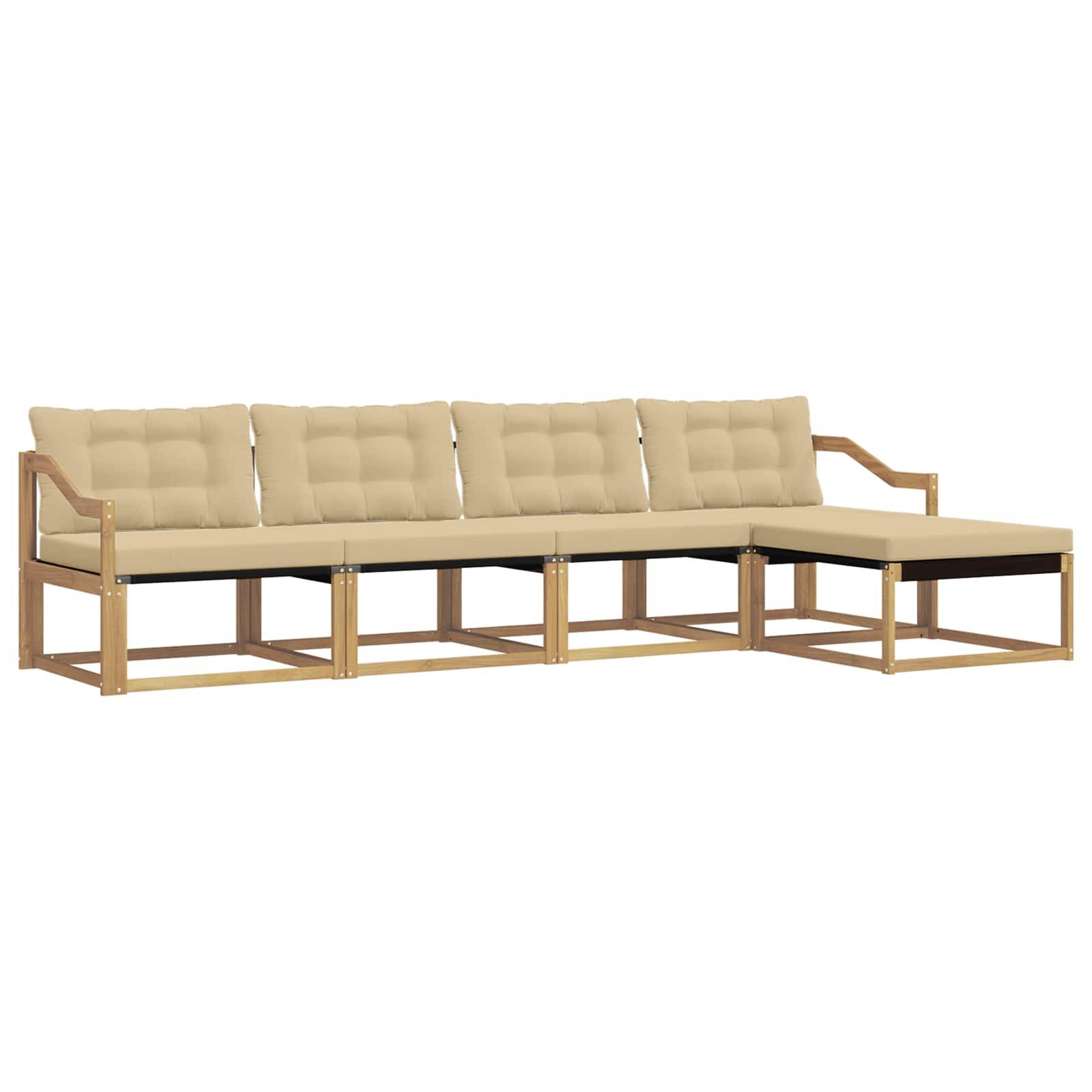 vidaXL Outdoor-Sofagarnitur mit Kissen 5 pcs Weiß und Beige