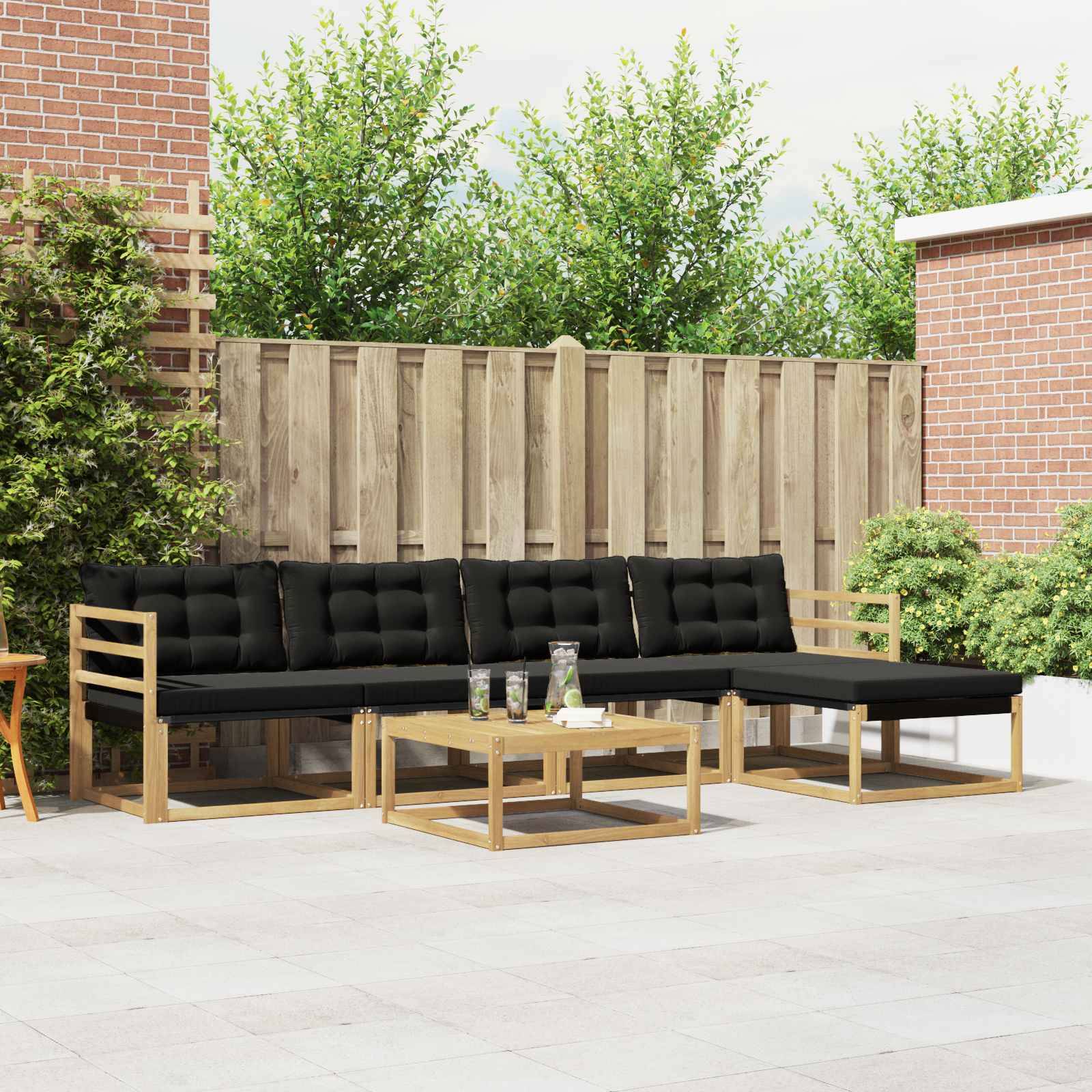 vidaXL Outdoor-Sofagarnitur 6 pcs Weiß und Schwarz 79 x 79 x 37 cm