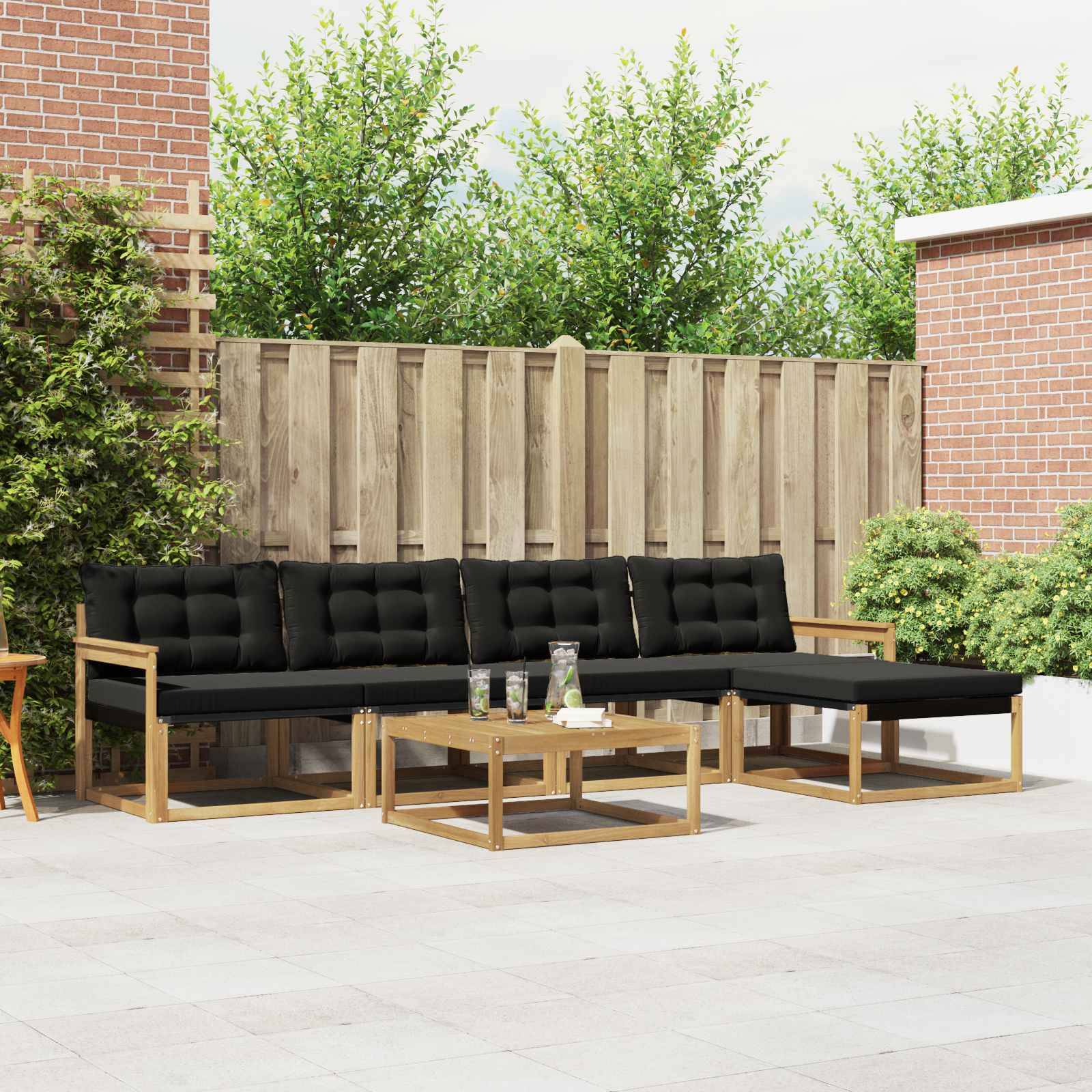 vidaXL Outdoor-Sofagarnitur 6 pcs Weiß und Schwarz 79 x 79 x 37 cm
