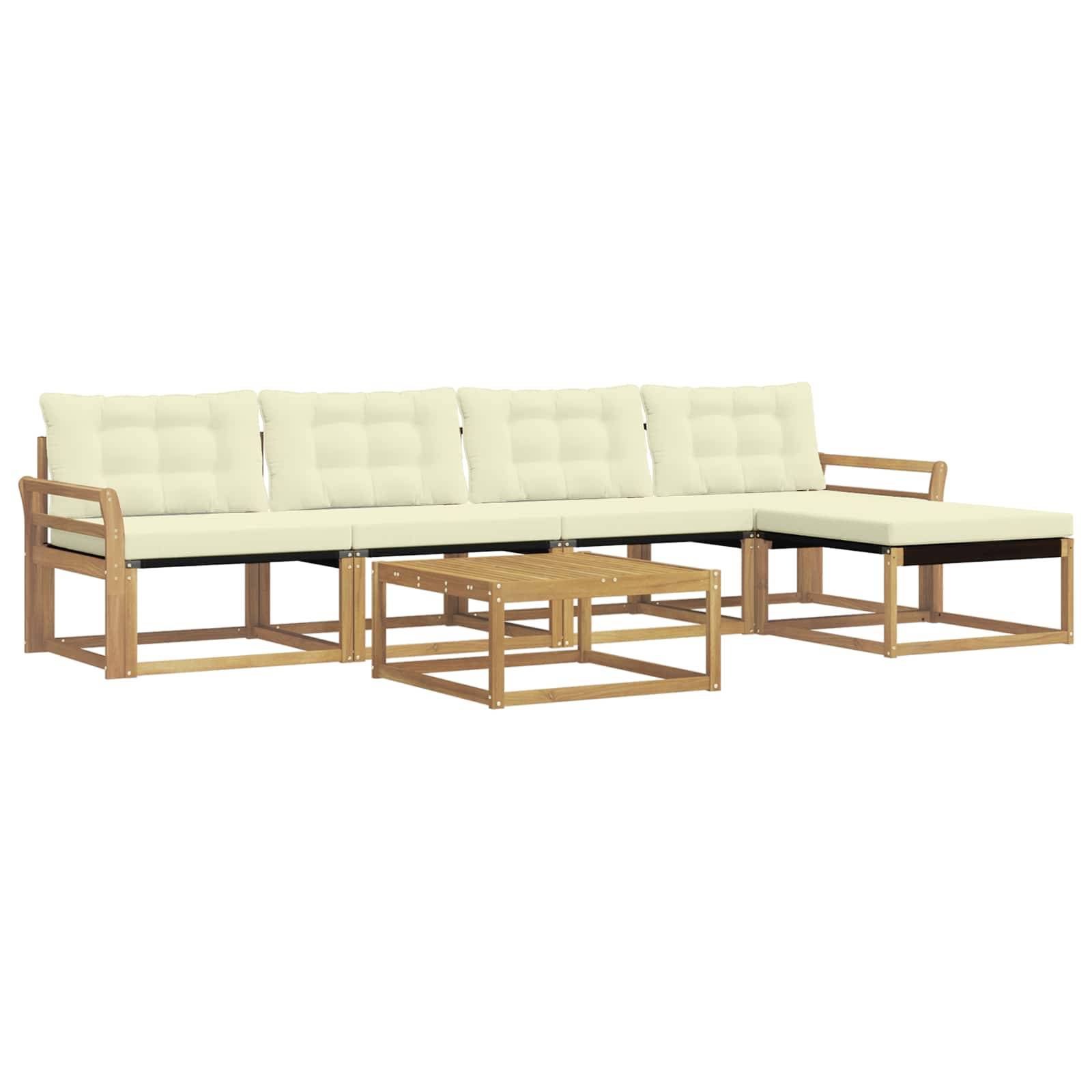 vidaXL Outdoor-Sofagarnitur 6 pcs Weiß und Creme 79 x 79 x 37 cm