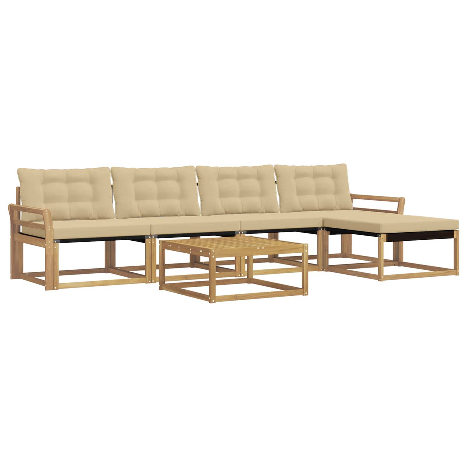 vidaXL Outdoor-Sofagarnitur 6 pcs Weiß und Beige 79 x 79 x 37 cm