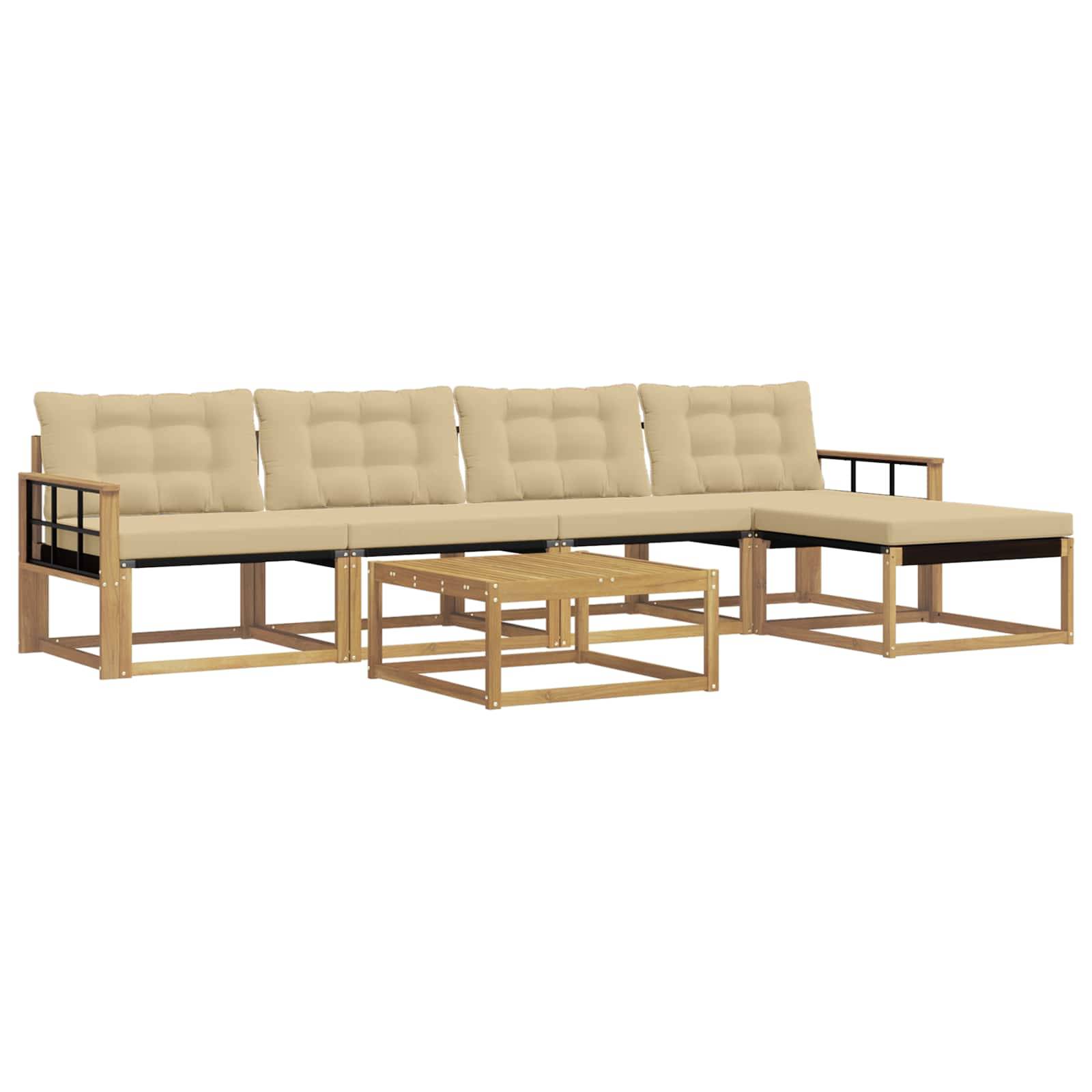 vidaXL Outdoor-Sofagarnitur 6 pcs Weiß und Beige 79 x 79 x 37 cm