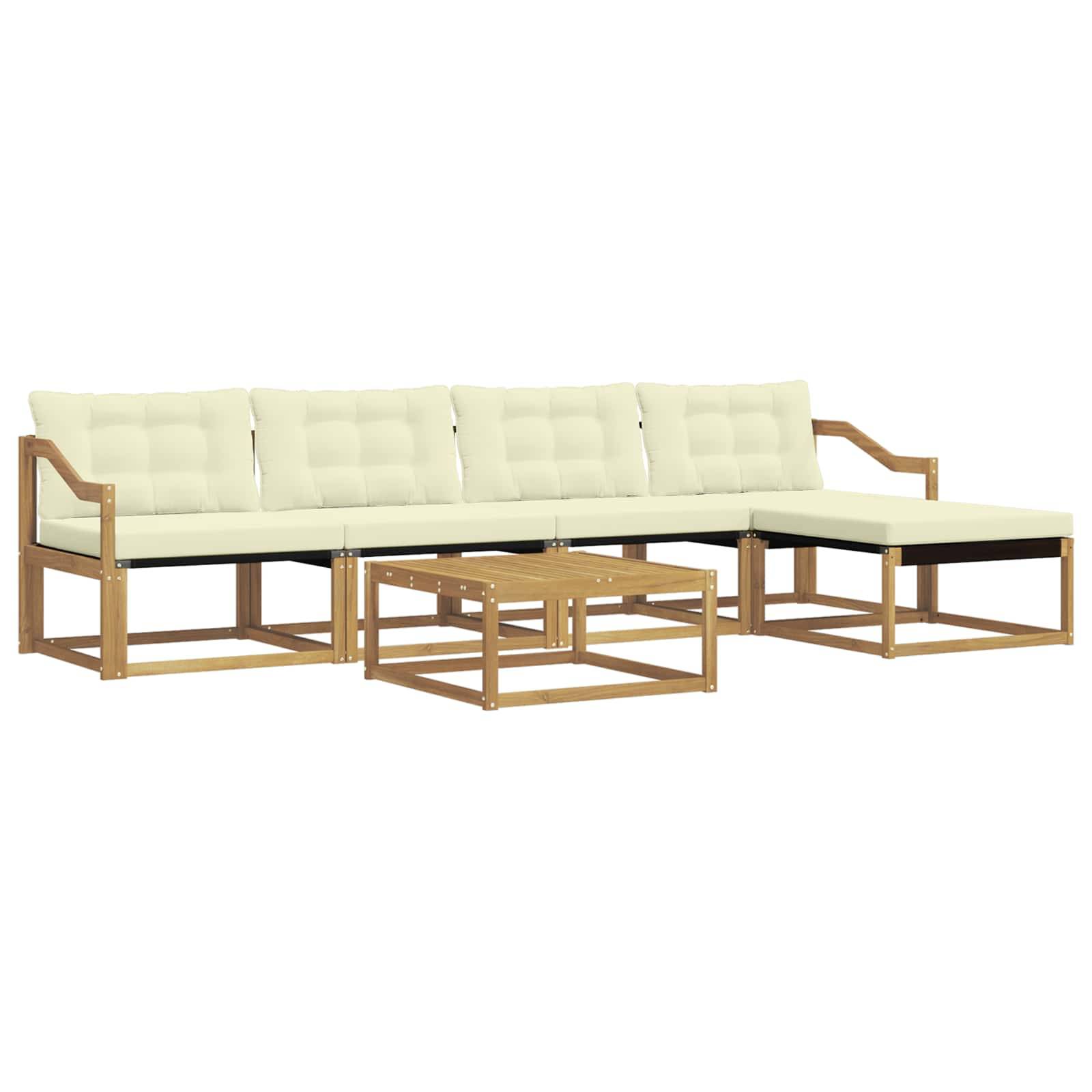 vidaXL Outdoor-Sofagarnitur 6 pcs Weiß und Creme 79 x 79 x 37 cm