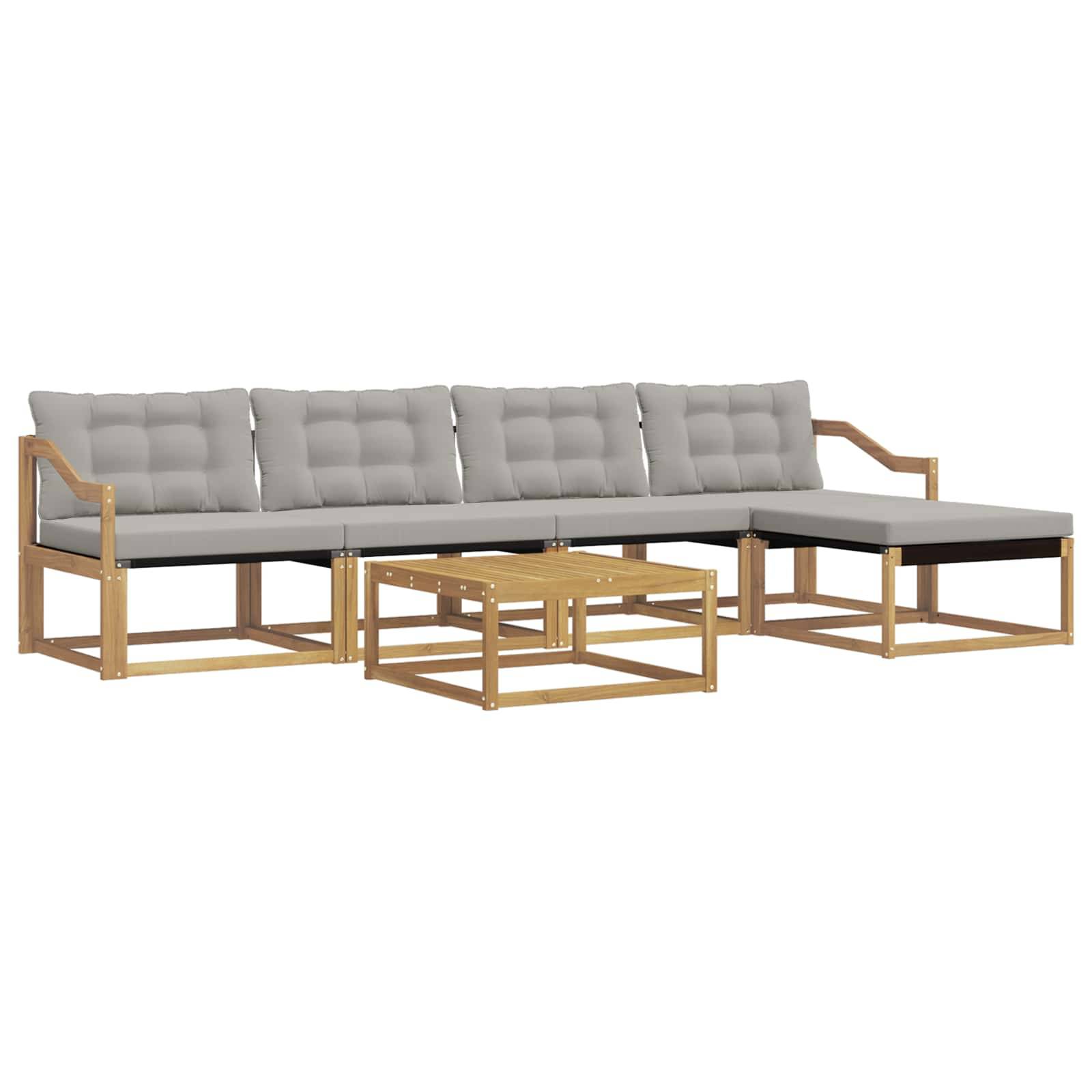 vidaXL Outdoor-Sofagarnitur 6 pcs Weiß und Hellgrau 79 x 79 x 37 cm