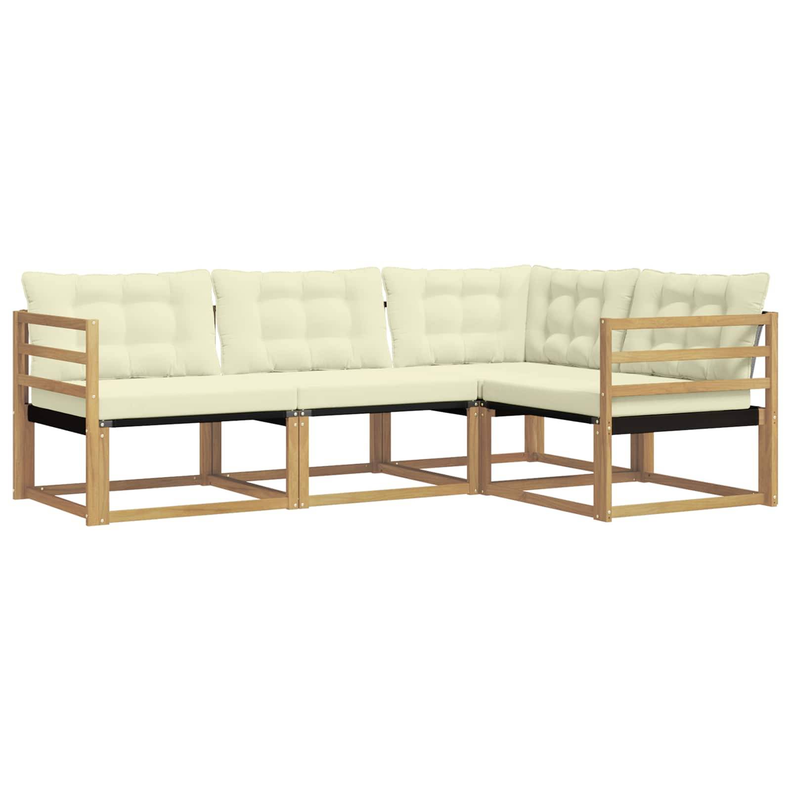 vidaXL Outdoor-Sofagarnitur mit Kissen 4 pcs Weiß und Creme