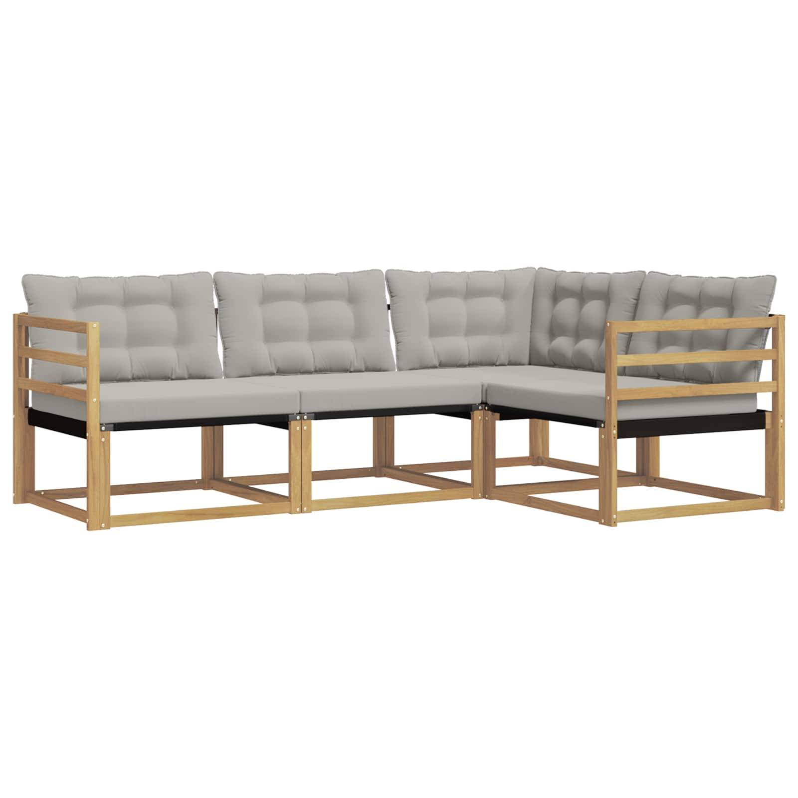 vidaXL Outdoor-Sofagarnitur mit Kissen 4 pcs Weiß und Hellgrau