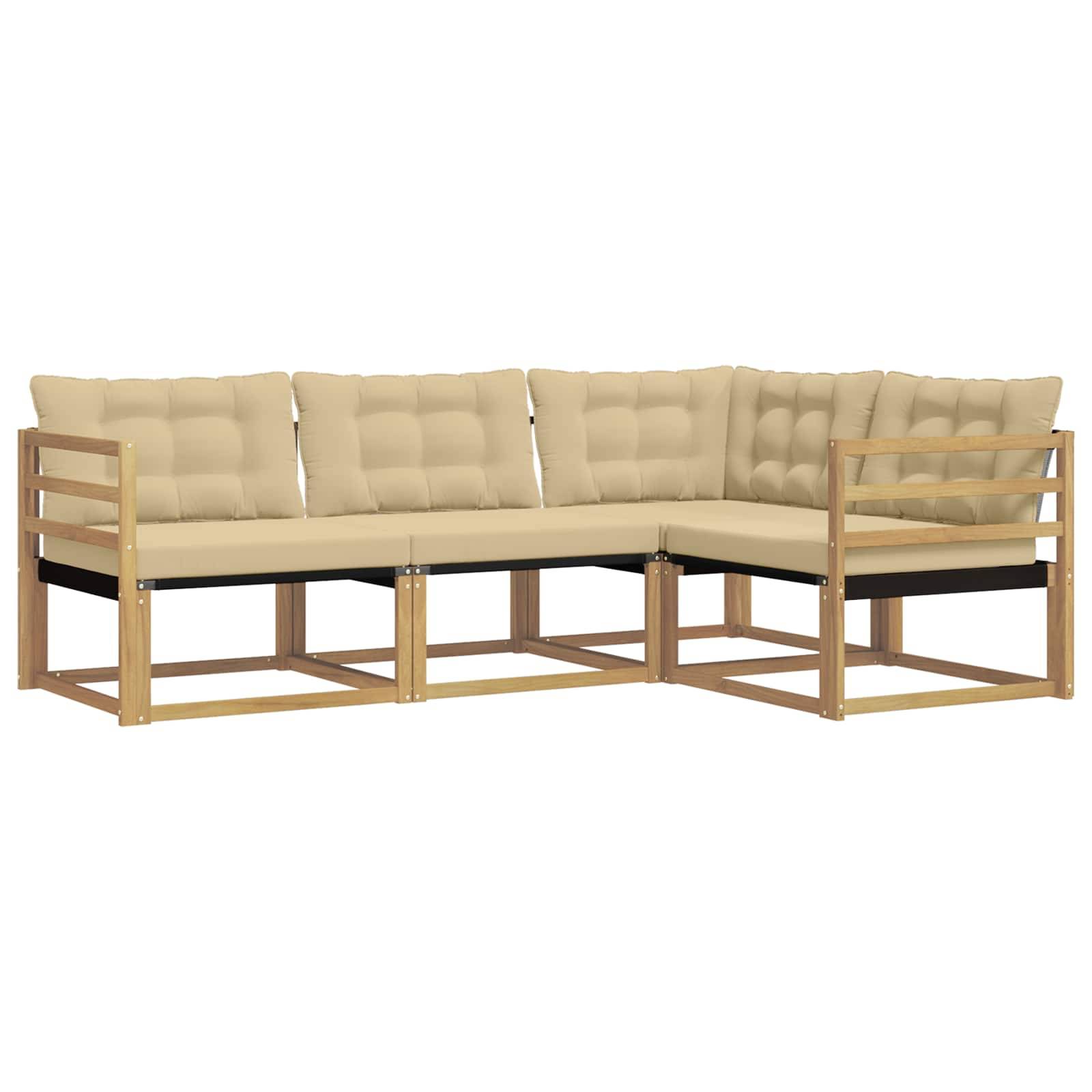 vidaXL Outdoor-Sofagarnitur mit Kissen 4 pcs Weiß und Beige