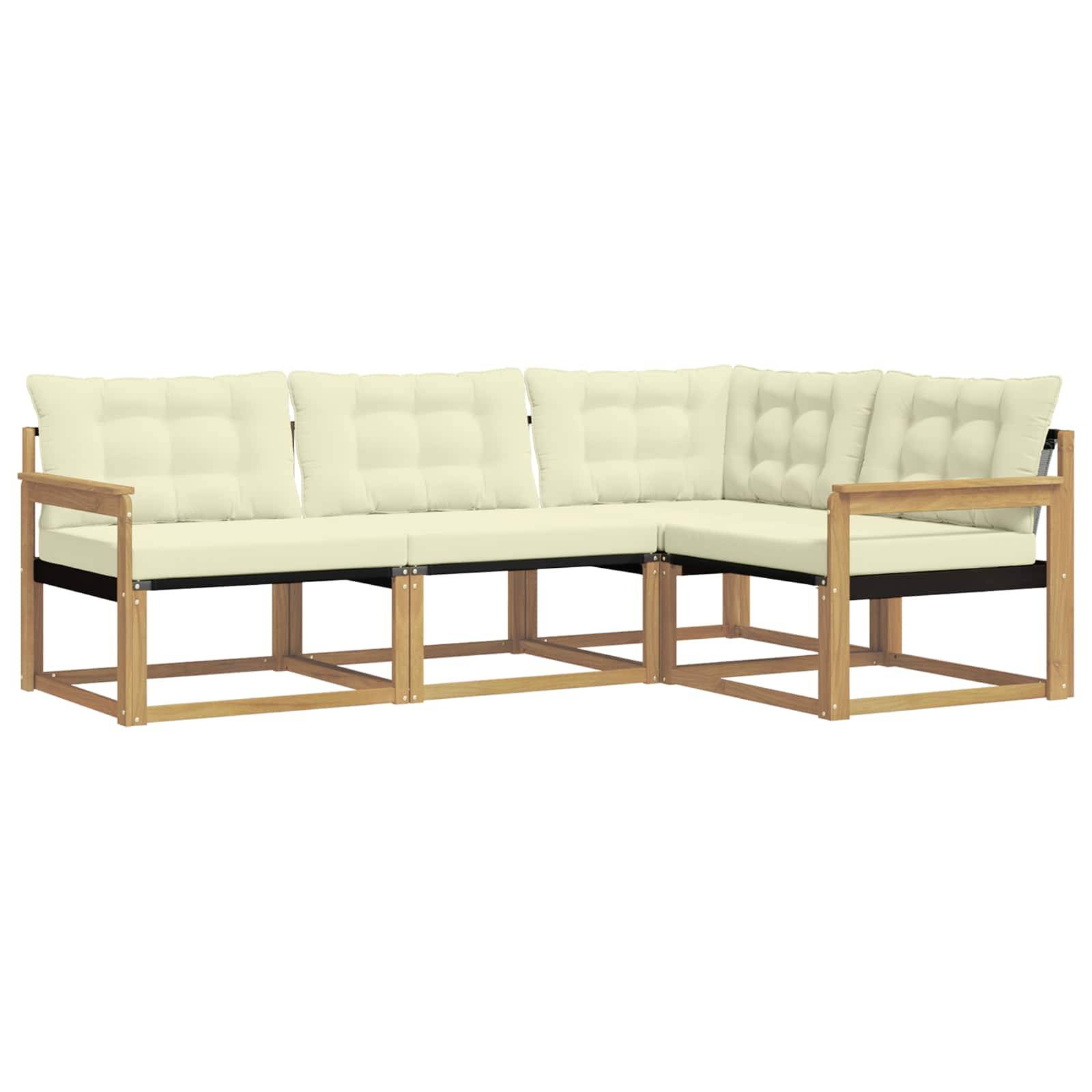 vidaXL Outdoor-Sofagarnitur mit Kissen 4 pcs Weiß und Creme