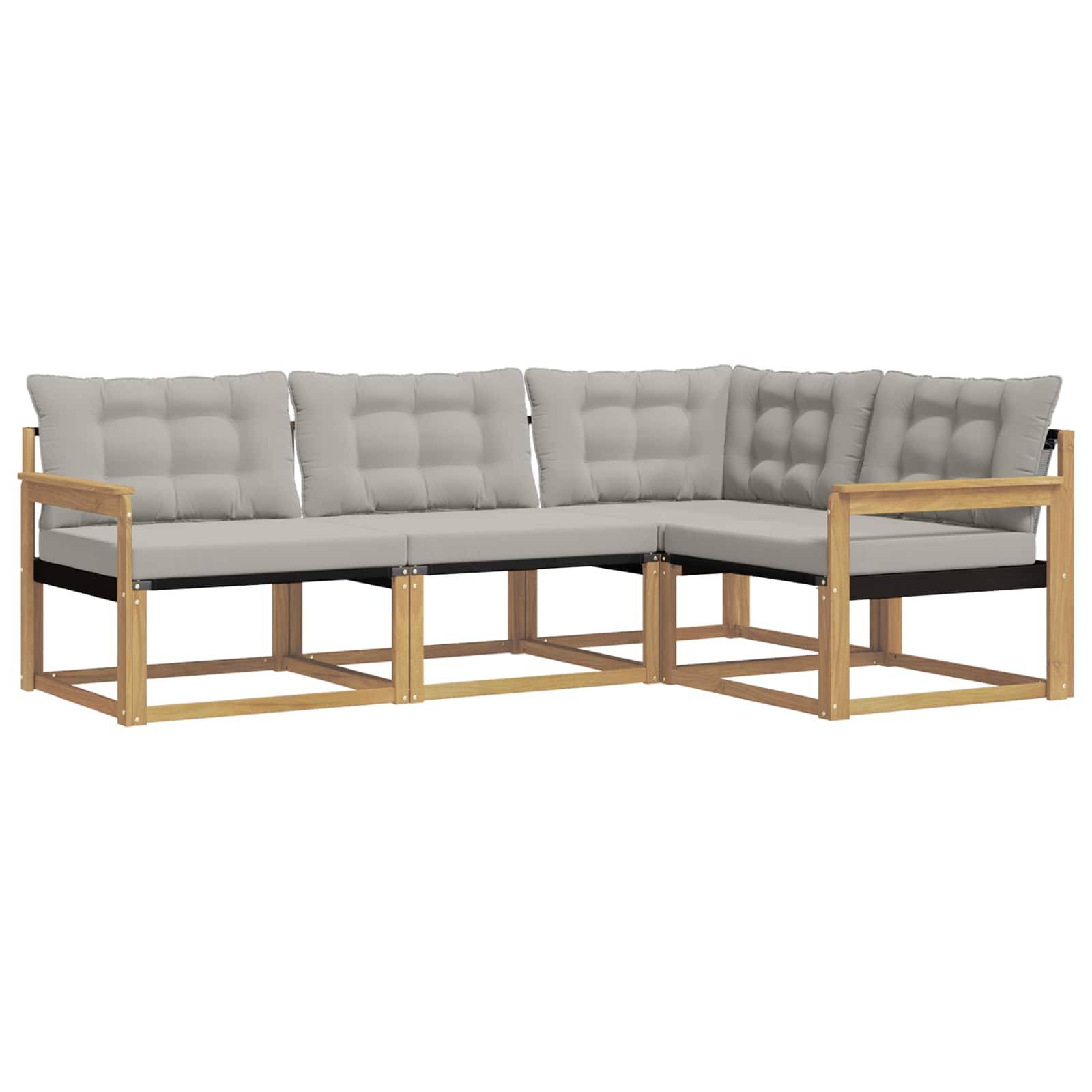 vidaXL Outdoor-Sofagarnitur mit Kissen 4 pcs Weiß und Hellgrau