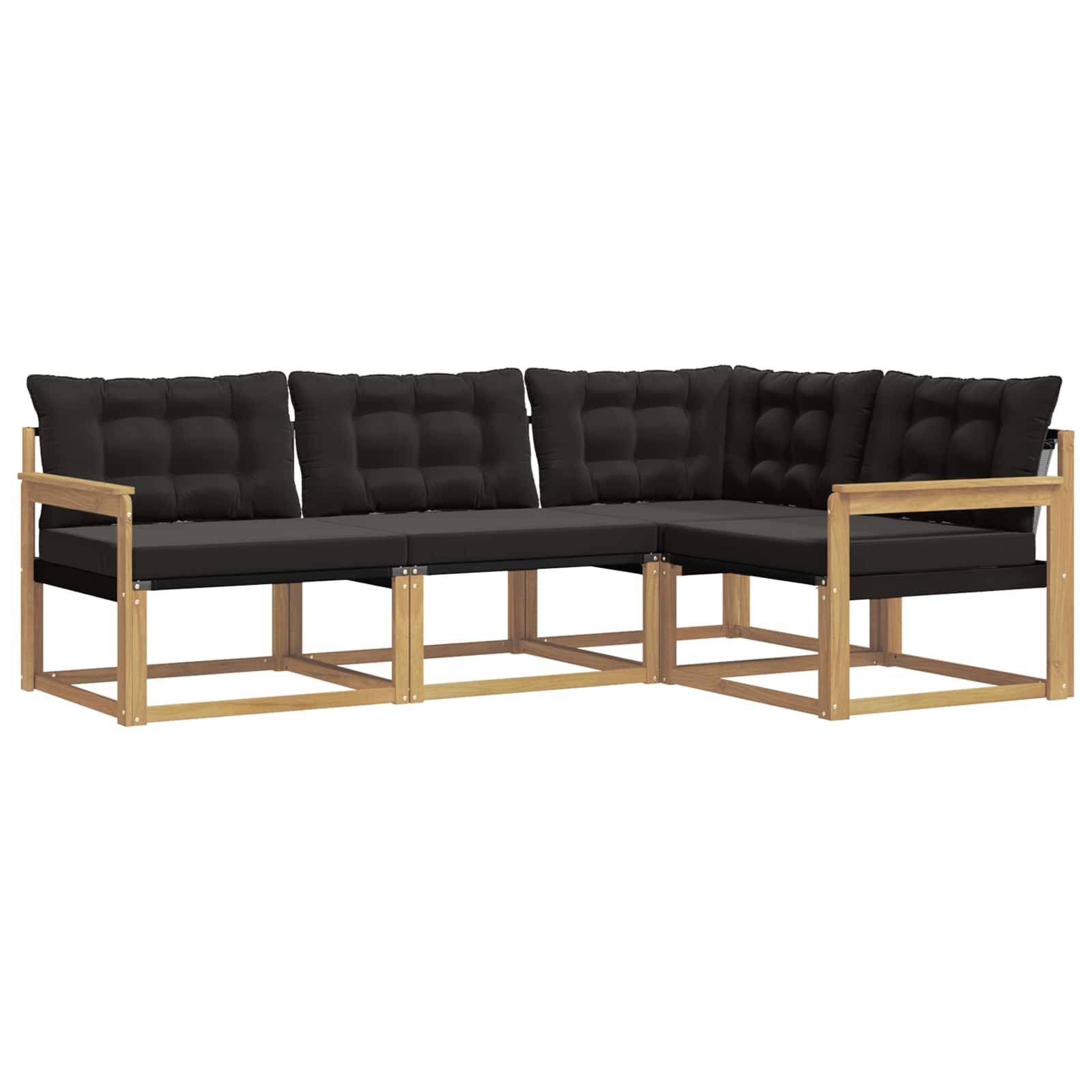 vidaXL Outdoor-Sofagarnitur mit Kissen 4 pcs Weiß und Schwarz