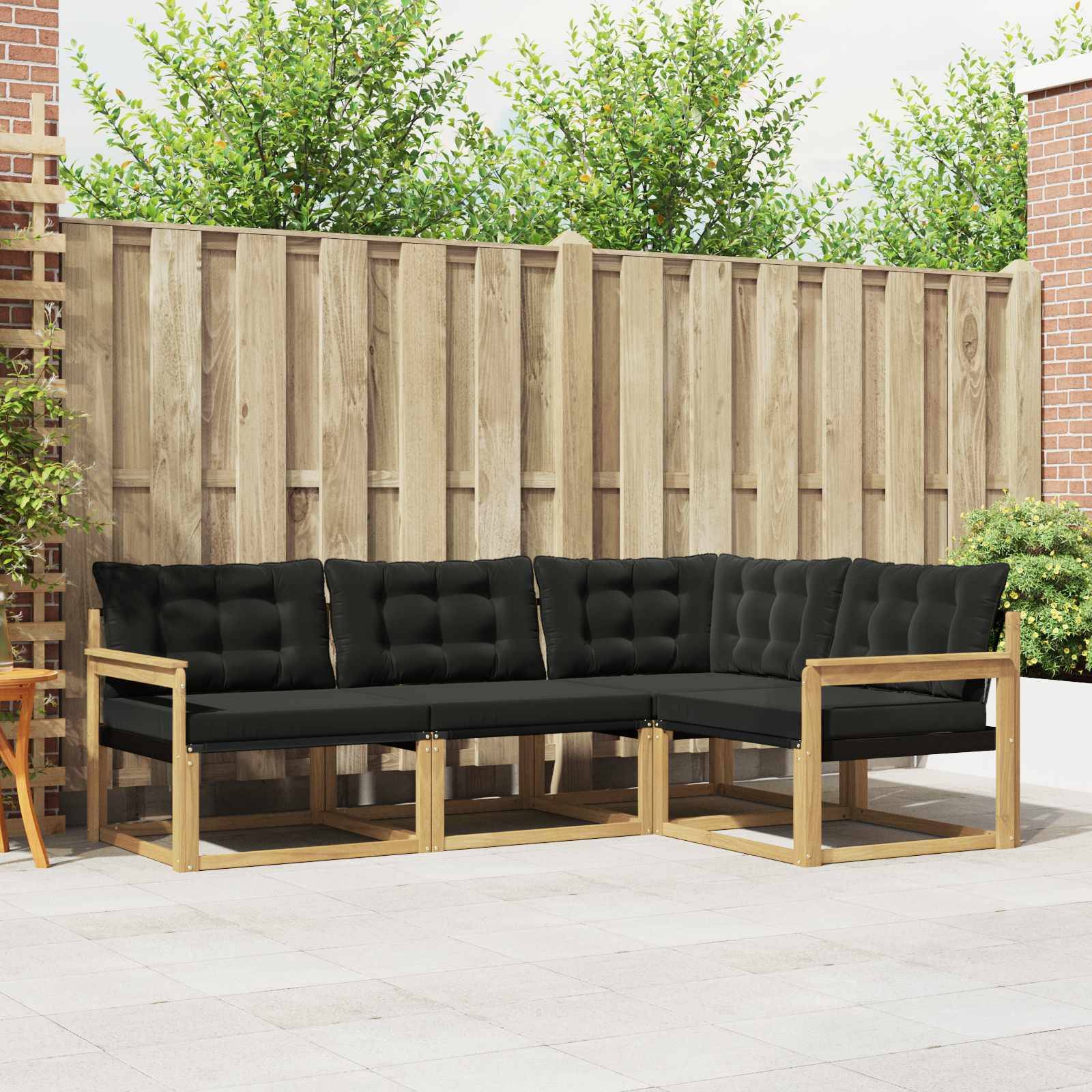 vidaXL Outdoor-Sofagarnitur mit Kissen 4 pcs Weiß und Schwarz