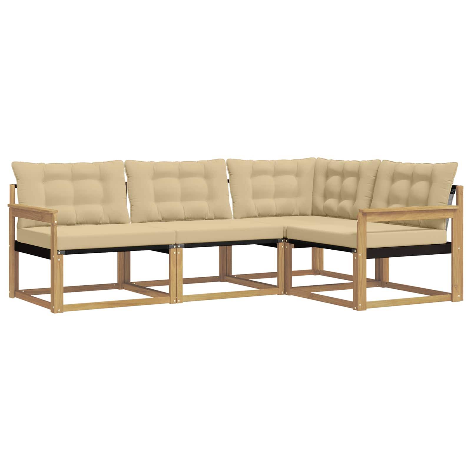 vidaXL Outdoor-Sofagarnitur mit Kissen 4 pcs Weiß und Beige