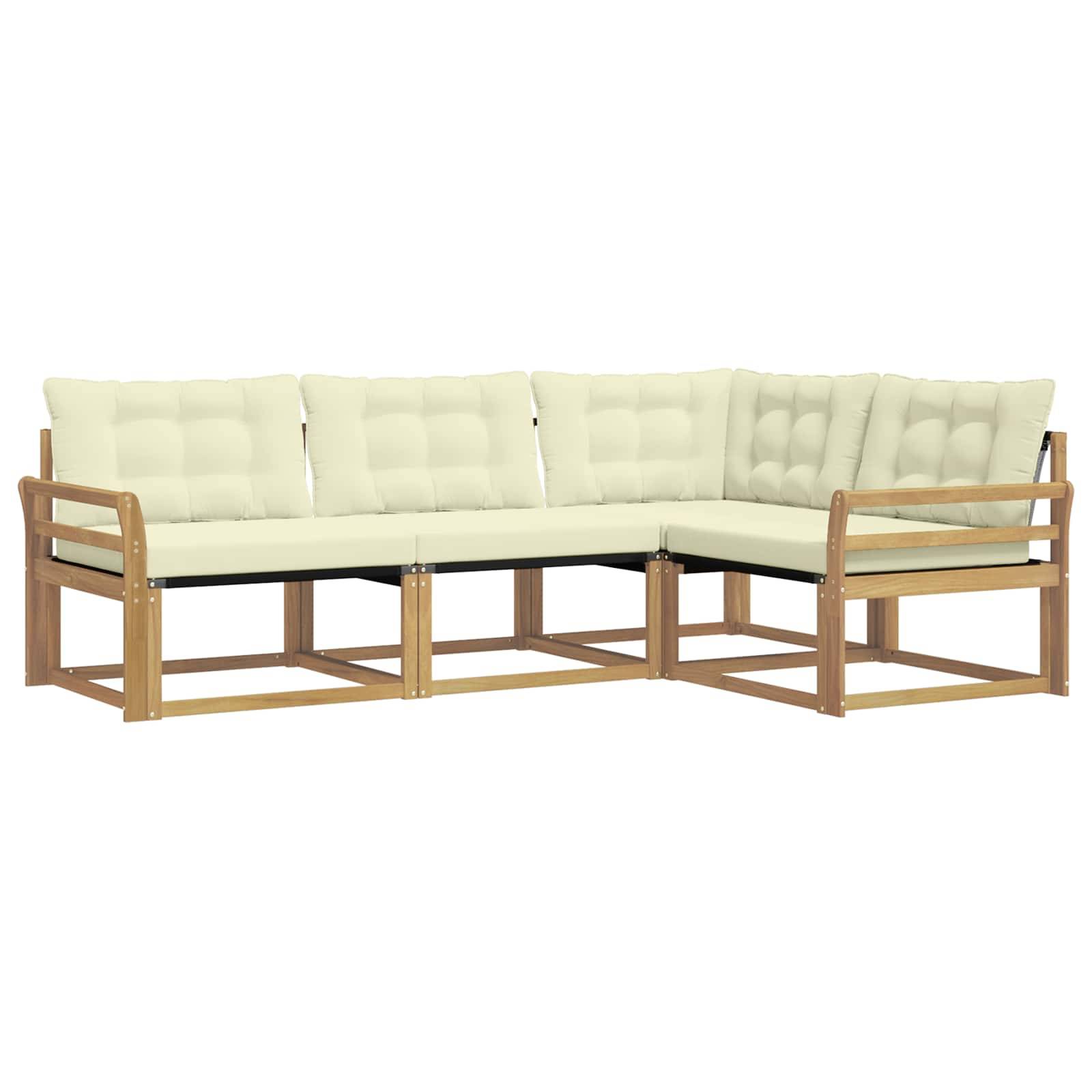 vidaXL Outdoor-Sofagarnitur mit Kissen 4 pcs Weiß und Creme